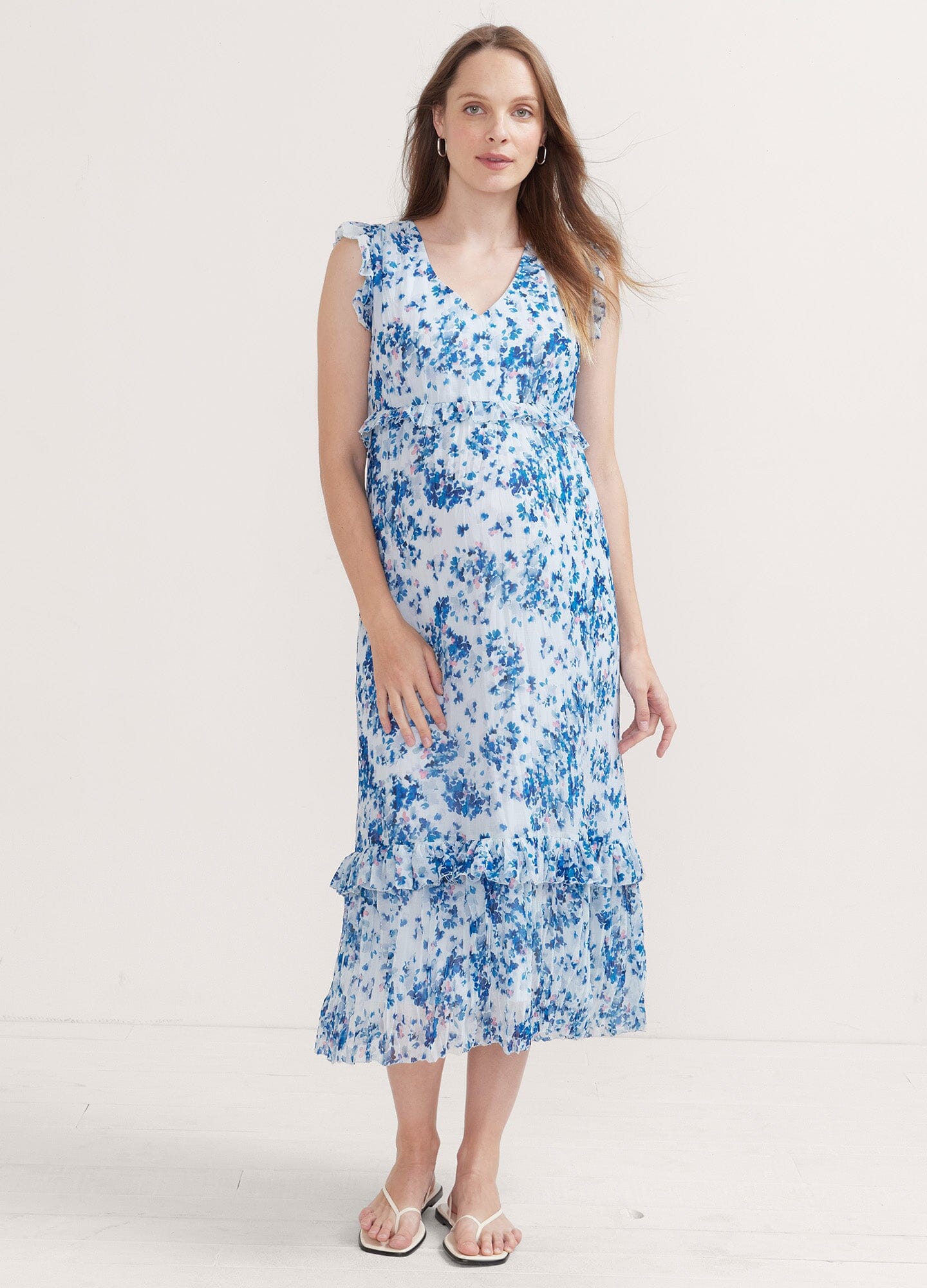 Luna Dress for Women - Elegant Flowy Midi Dress with Short Sleeves & V-Neck | Perfect for Summer, Beach, Date Night & Casual Wear