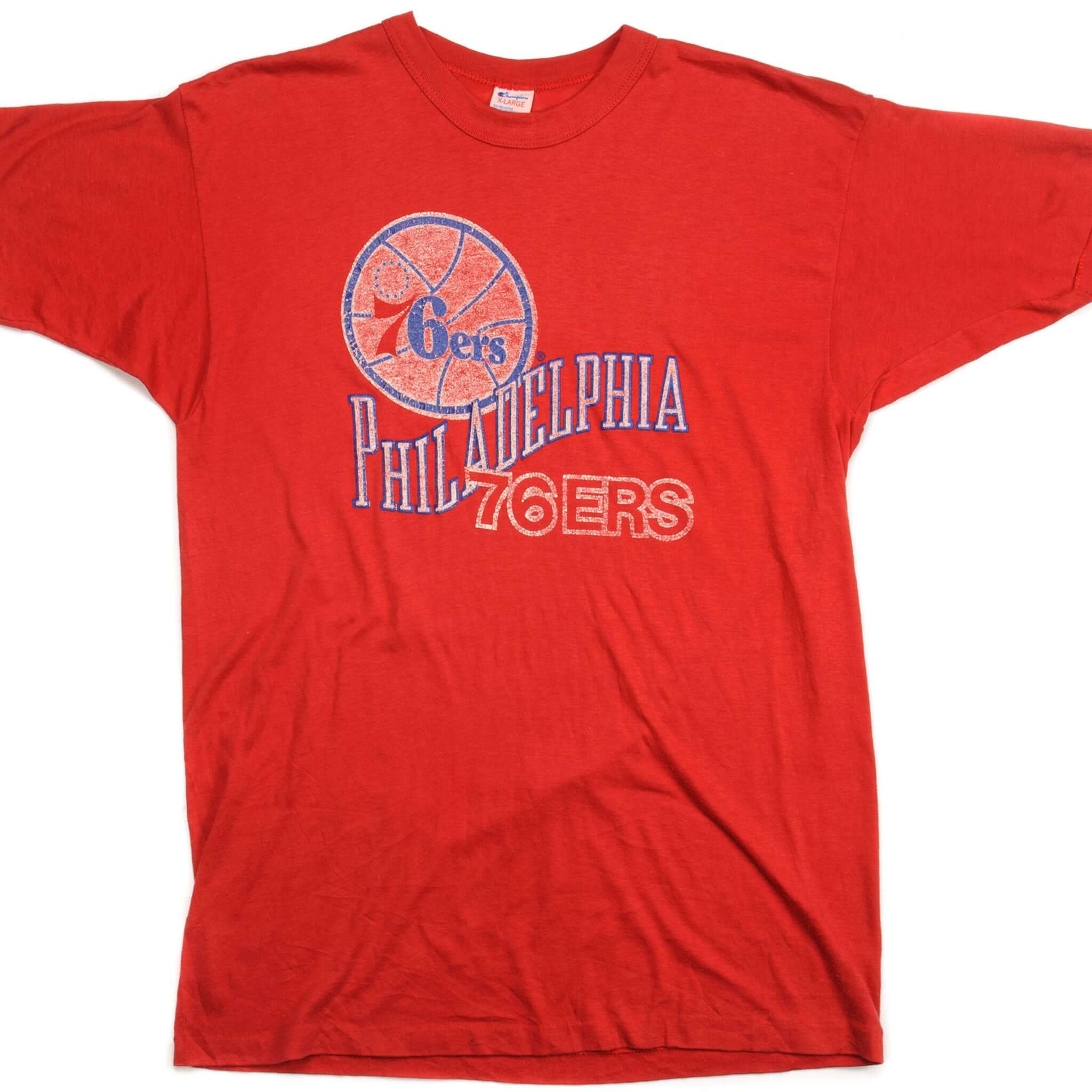 Vintage Champion NBA Philadelphia 76ers T-Shirt - 1980s Retro Basketball Jersey - Medium Size - Made in USA - Perfect for Game Day, Sports Events & Vintage Fashion Collectors