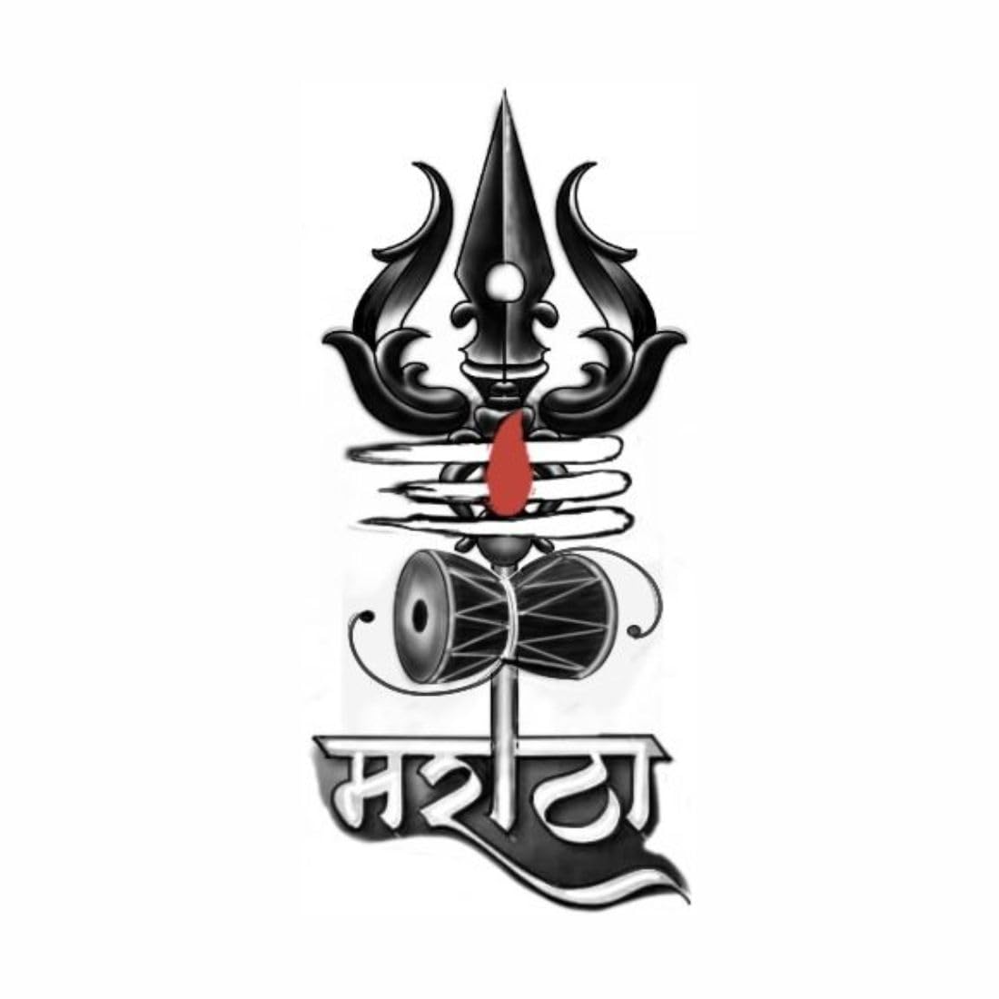 Lord Shiva Trishul Temporary Tattoo - Waterproof Fake Body Art for Hand - Perfect for Festivals, Cosplay & Spiritual Events