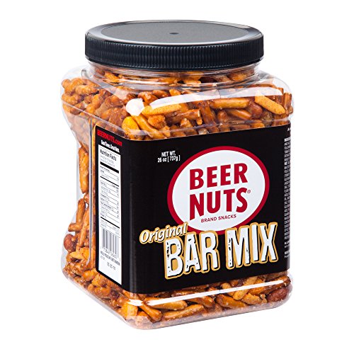 BEER NUTS Original Bar Mix - 26oz Resealable Jar with Pretzels, Cheese Sticks, Sesame Sticks, Roasted Corn Nuts & Peanuts | Perfect for Parties, Snacking & Game Nights