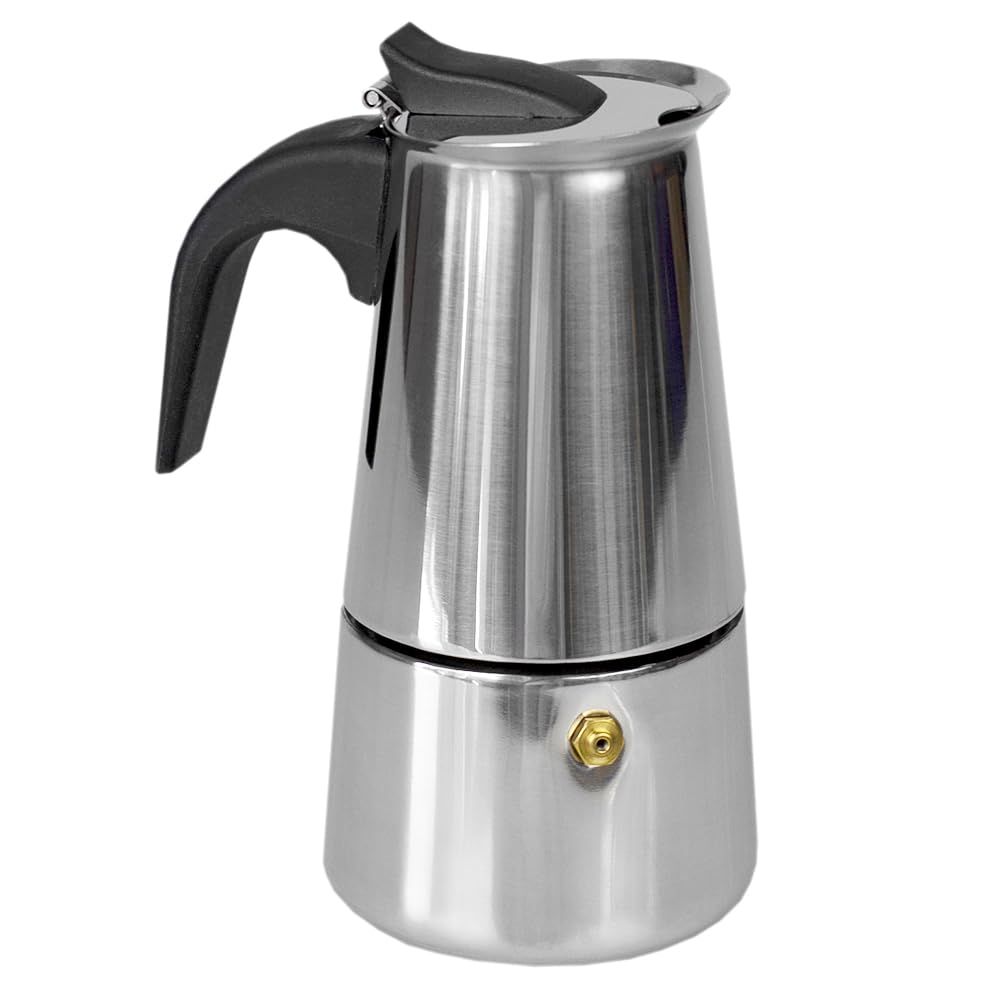 Stainless Steel Stovetop Espresso Maker - 4 Cup Italian Coffee Pot for Home & Camping