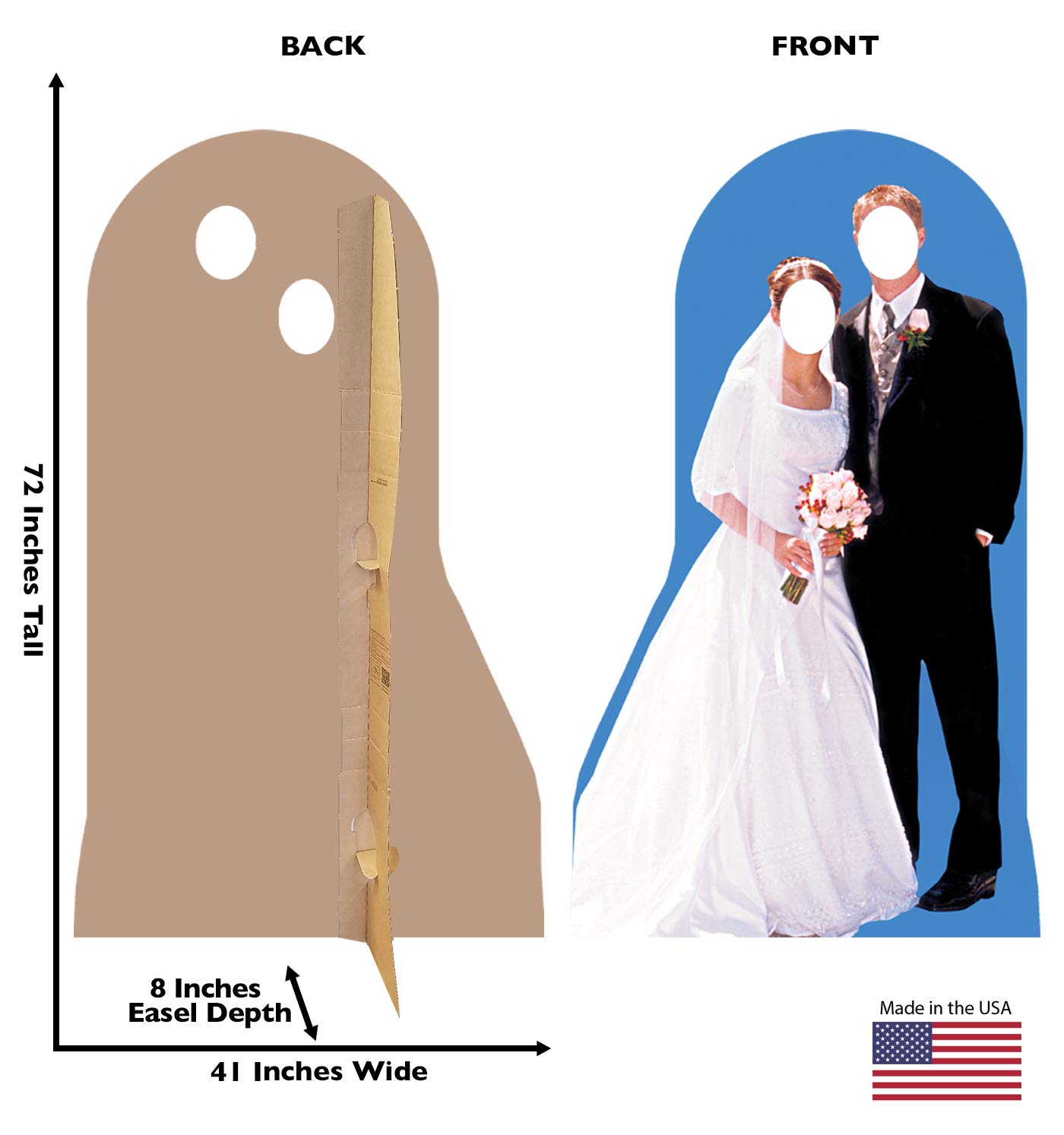 Life-Size Cardboard Cutout Standee - Bride & Groom Wedding Stand-in | Perfect for Wedding Decor, Photo Booths & Surprise Proposals