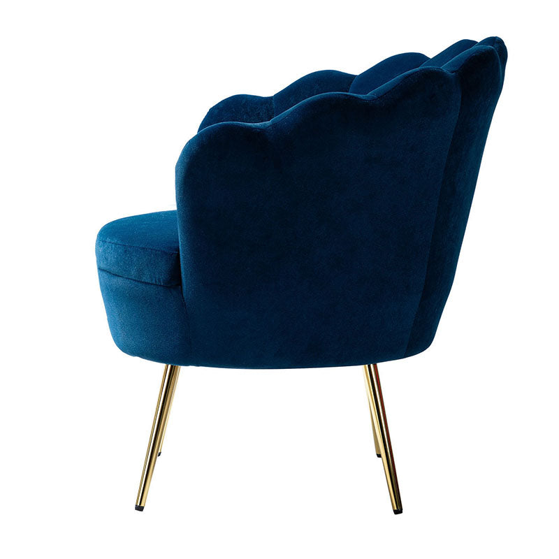 Evelia Velvet Scalloped Barrel Chair - Luxurious Velvet Accent Chair with Curved Back for Living Room, Bedroom & Office - Perfect for Reading Nook, Lounge Area or Home Decor