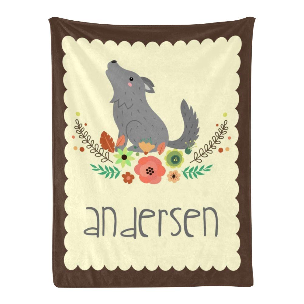 Custom Personalized Flannel Plush Blanket for Boys & Girls - Cute Funny Animal Design, Soft & Safe Newborn Baby Gift with Name (Animal 4) - Perfect for Nursery, Toddler Bedtime & Birthday Presents