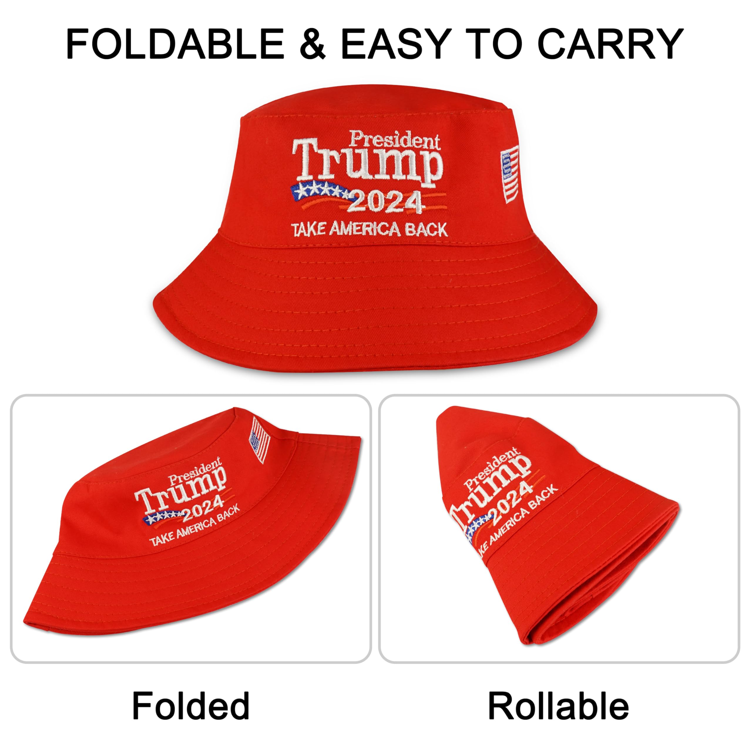 Trump 2024 Bucket Hat for Men & Women - 'Take America Back' Patriotic Sun Hat for Beach, Golf, Fishing & Outdoor Activities - Stylish Political Cap for Campaign Supporters & Summer Protection