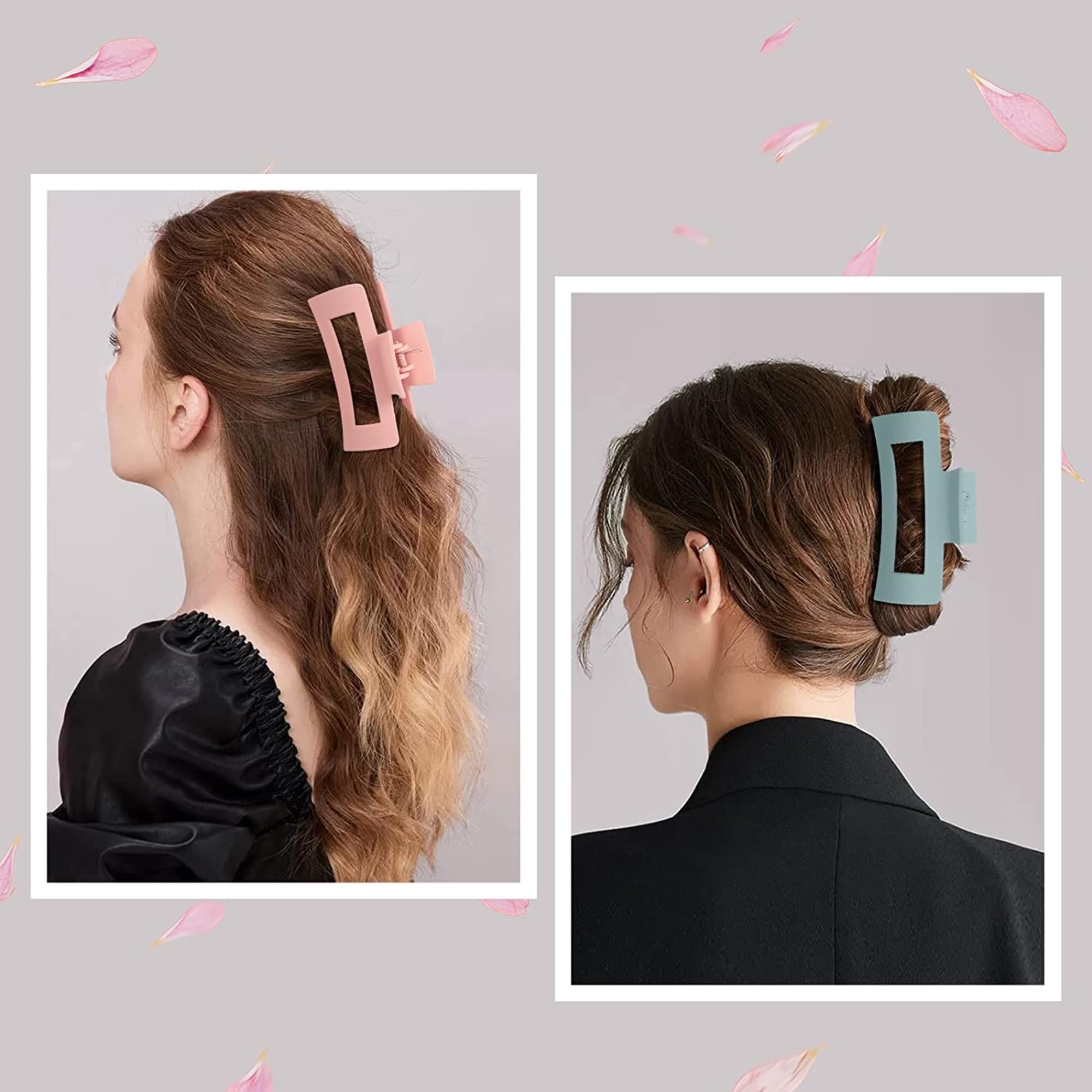 Chema (Pack of 6) Jumbo Claw Hair Clips for Women & Girls - Strong Hold Clutchers for Long Thick/Thin/Curly Hair - Perfect for Ponytails, Buns & Everyday Hairstyles