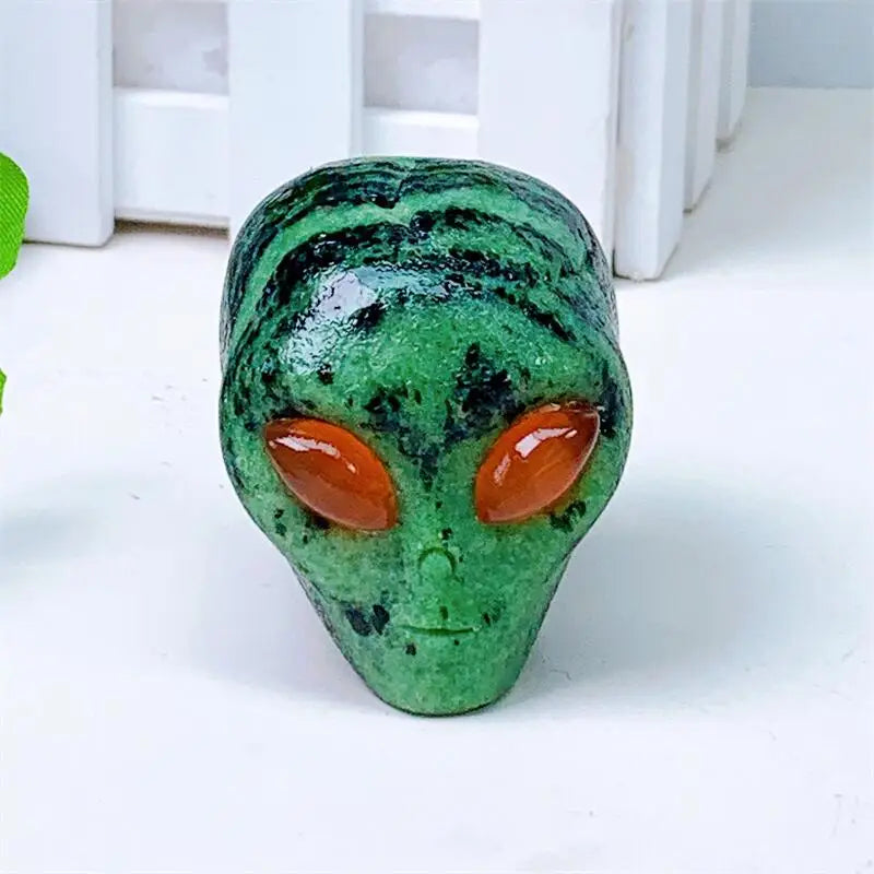2 Inch Natural Ruby in Zoisite Alien Skull Crystal Carving - Reiki Healing Gemstone Figurine, Handcrafted Home Decor, Unique Gift for Collectors & Spiritual Seekers - Perfect for Meditation, Energy Work & Gothic Decor