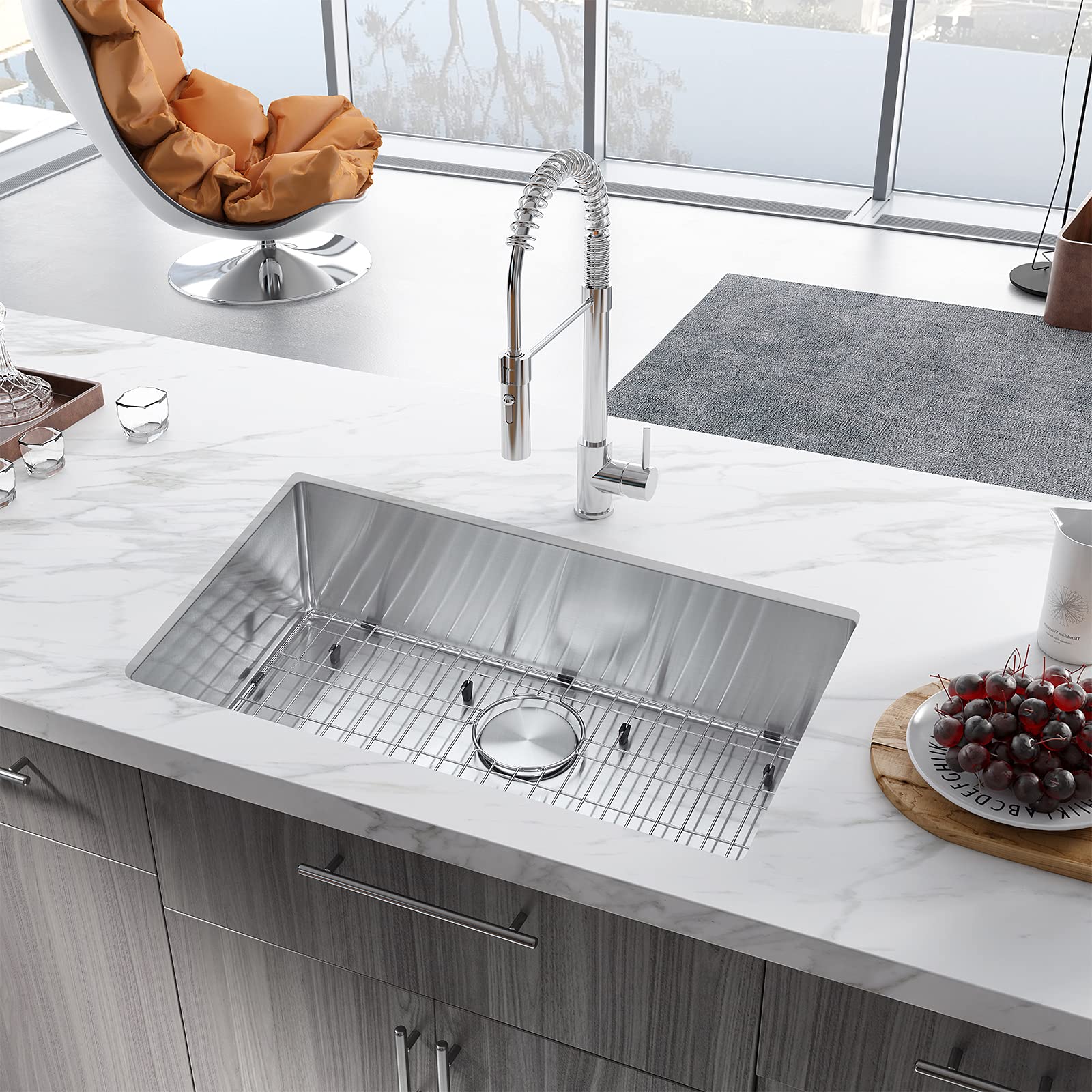 30 Inch Undermount Single Bowl Kitchen Sink - 30''x18'' Stainless Steel Drop-in Sink for Modern Kitchens - Perfect for Food Prep, Dishwashing & Entertaining