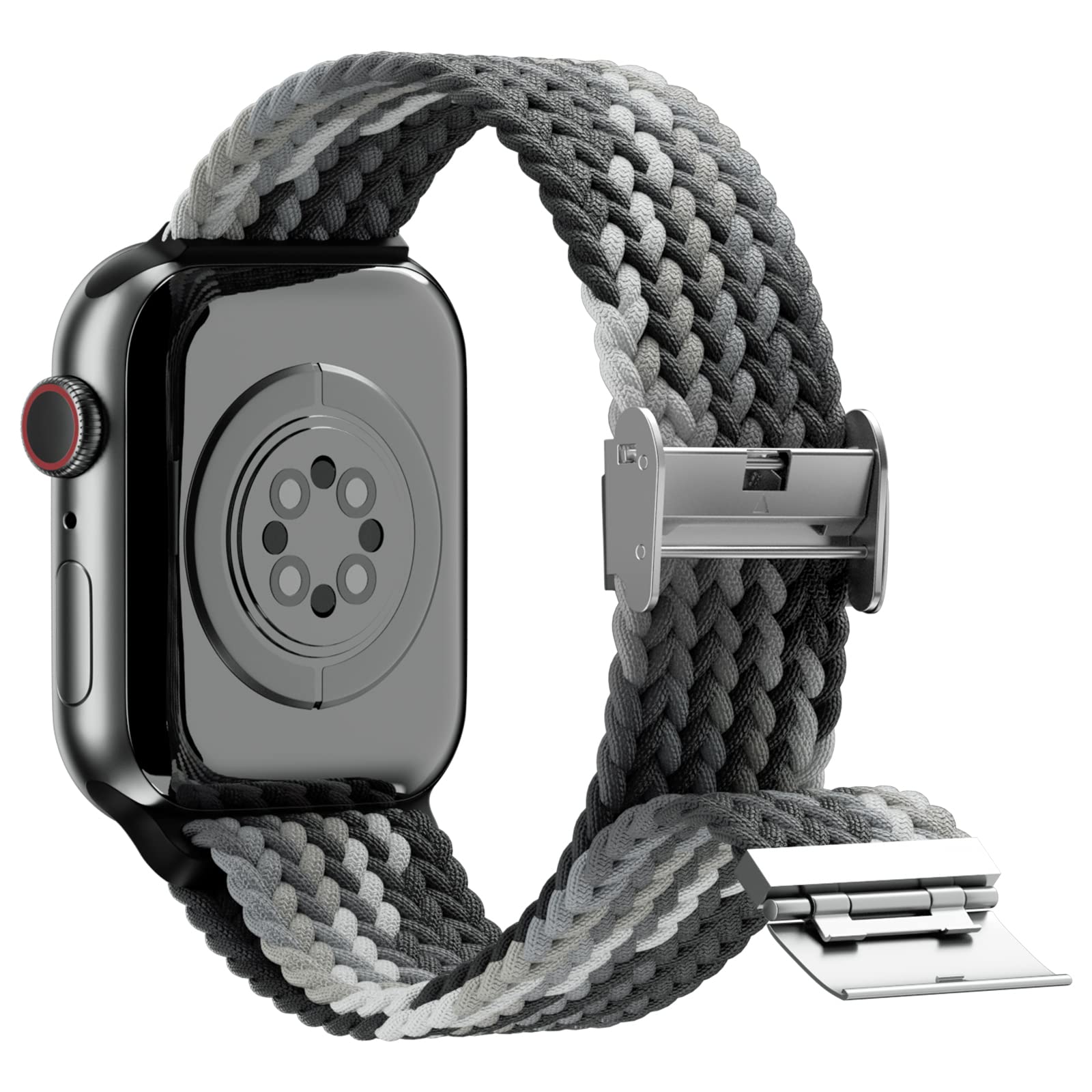 Braided Nylon Apple Watch Bands for Series 9/8/7/6/5/4/3/2/SE/Ultra/Ultra 2 - Adjustable, Breathable Replacement Strap for 38mm/40mm/41mm/42mm/44mm/45mm/49mm - Perfect for Workouts, Running & Everyday Wear