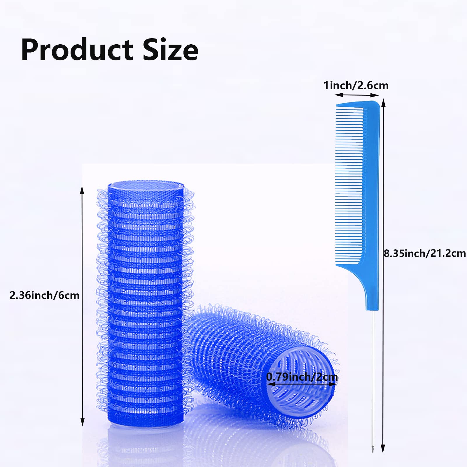 18PCS Self-Grip Heatless Hair Rollers for Women - Salon Quality DIY Curly Hairstyle Tools with Rat Tail Comb (0.8 x 2.4 Inch) - Perfect for Medium & Short Hair Styling at Home or Salon