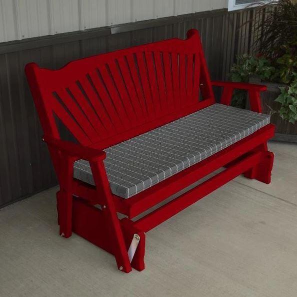A&L Furniture Yellow Pine Fanback Glider Rocking Chair - Comfortable Wooden Porch Swing for Nursery, Living Room & Outdoor Relaxation