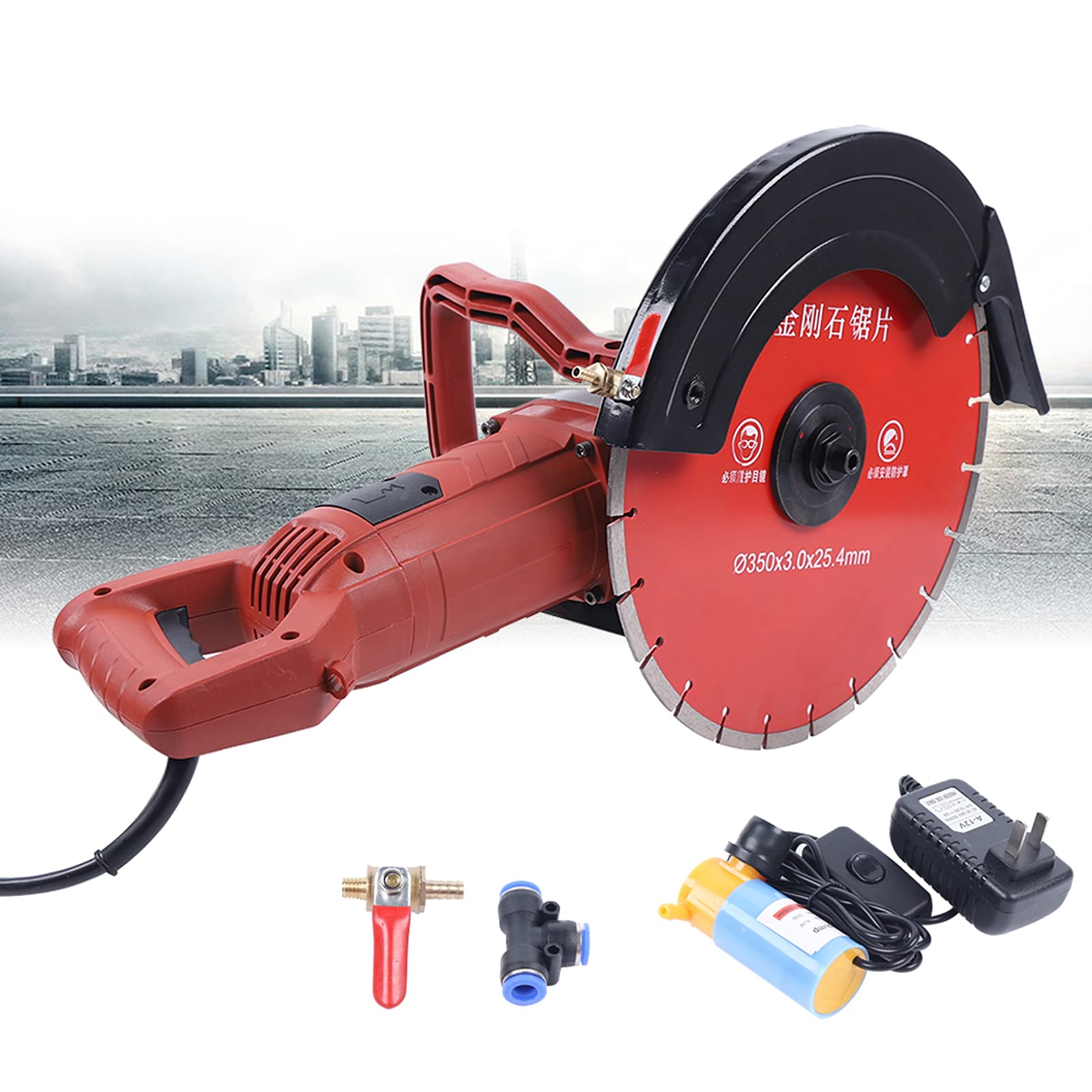 3000W Electric Concrete Saw with Water Pump & Accessories - Heavy Duty Circular Saw for Cutting Granite, Brick, Porcelain & Reinforced Concrete - Perfect for Construction, Masonry & DIY Projects