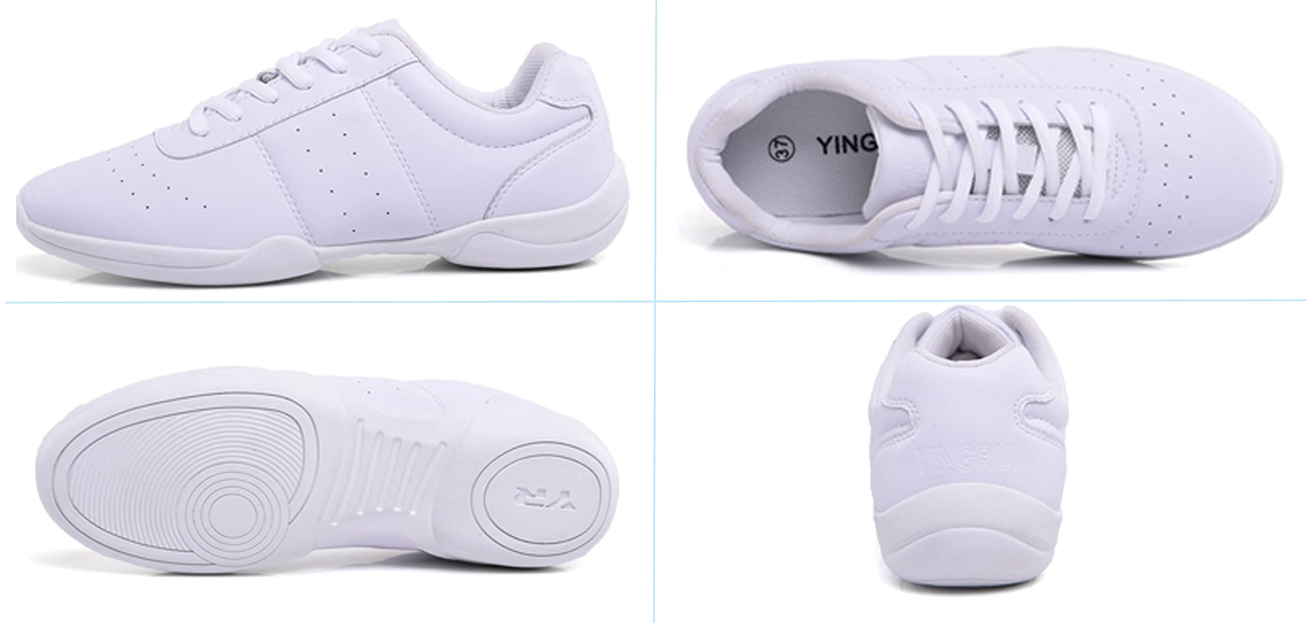 WUIWUIYU Women's White Cheerleading Shoes - Lightweight Dance Sneakers for Cheer, Pom, Dance Team & Competition - Perfect for Training, Gymnastics & Tennis Practice
