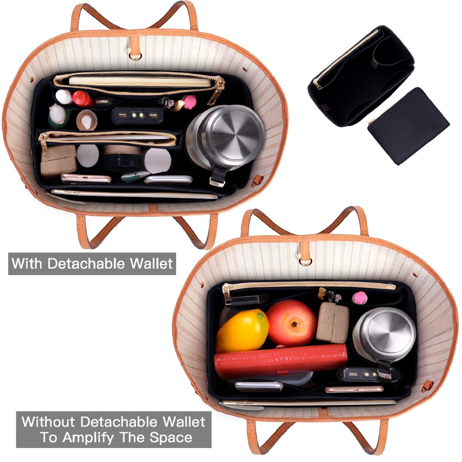 Felt Purse Organizer Insert for LV Speedy, Neverfull & Tote Bags - 5 Sizes Handbag Shaper & Storage Solution | Perfect for Travel, Work & Daily Organization