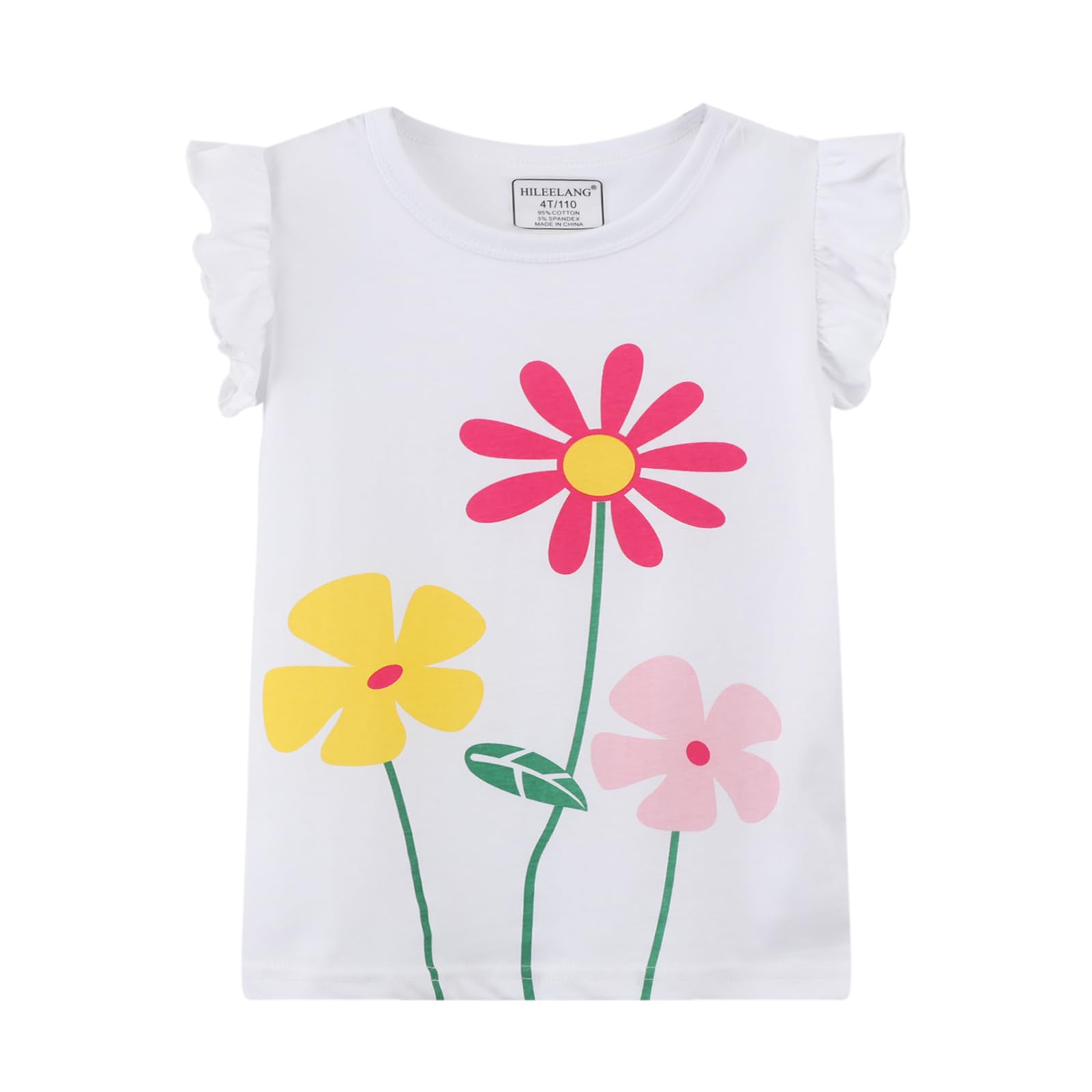HILEELNAG Girls' Short Sleeve Cotton Graphic T-Shirts - 3 Pack Casual Summer Tops for Easter, School, Playdates & Outdoor Activities