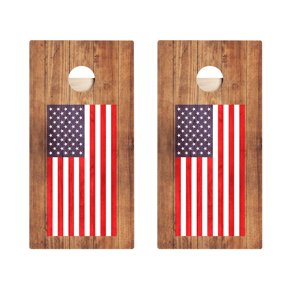 Premium American Flag Cornhole Boards Set - Patriotic Outdoor Game for Backyard, Tailgating & BBQ Parties - Regulation Size & Durable Construction