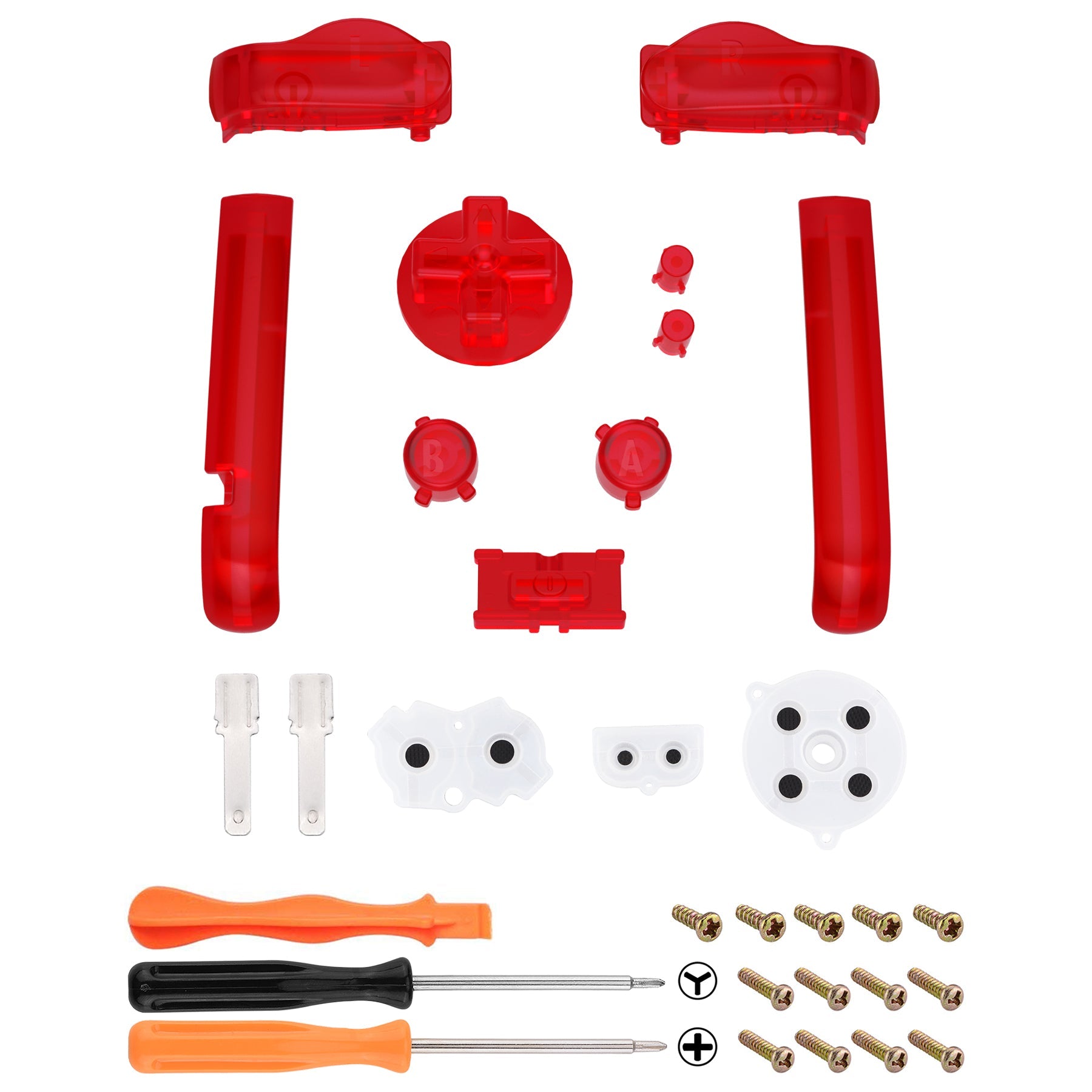 eXtremeRate Clear Red Replacement Buttons for Gameboy Advance (GBA) - Full Set with D-Pad, A/B Buttons - Perfect for Gaming, Modding & Console Restoration