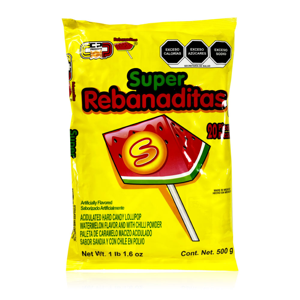 Candy Pop Super Rebanada Sandia Slices | Watermelon Flavored Candy | 20 Count Resealable Bag | Perfect for Parties, Snacks & On-the-Go Treats