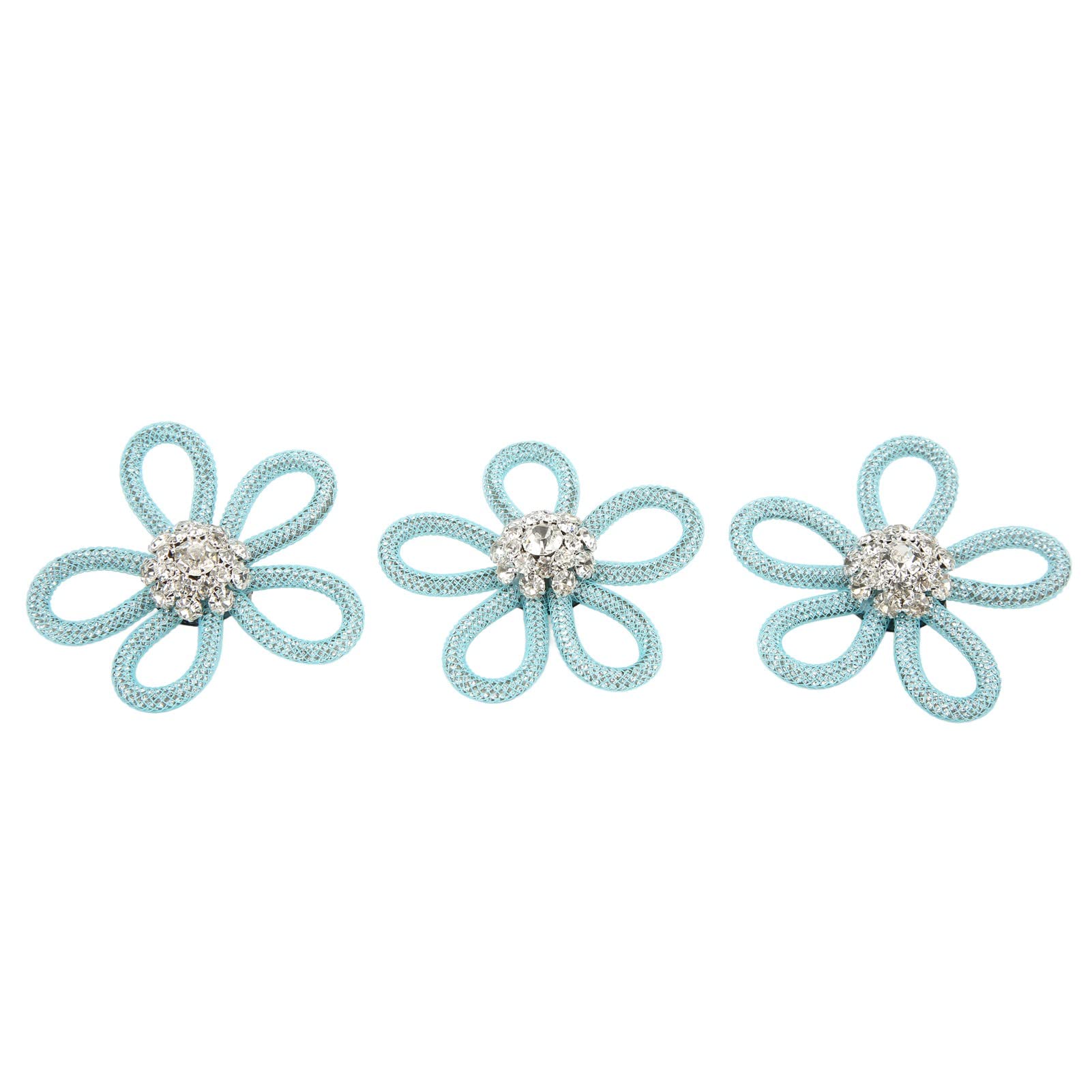 Tnfeeon Shoe Brooch Set - 3PCS Rhinestone Flower Brooches for Shoes, Bags & Clothing (6cm, Blue) | Cute Fashion Accessories for Women & Girls | Perfect for Weddings, Parties & Everyday Outfits