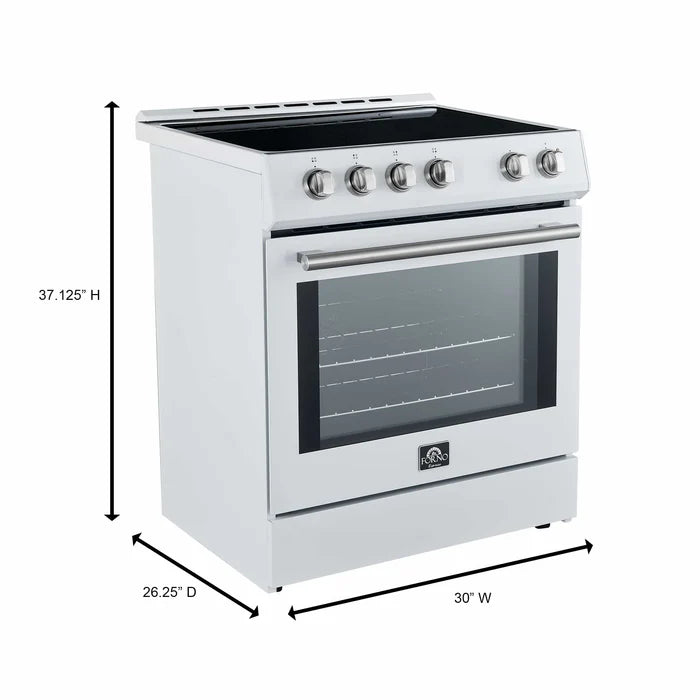 Forno Leonardo 30 Inch Electric Range with 5.0 cu. Ft. Oven - Stainless Steel Built-in Appliance for Modern Kitchens | Perfect for Baking, Roasting & Everyday Cooking | Model FFSEL6012 30