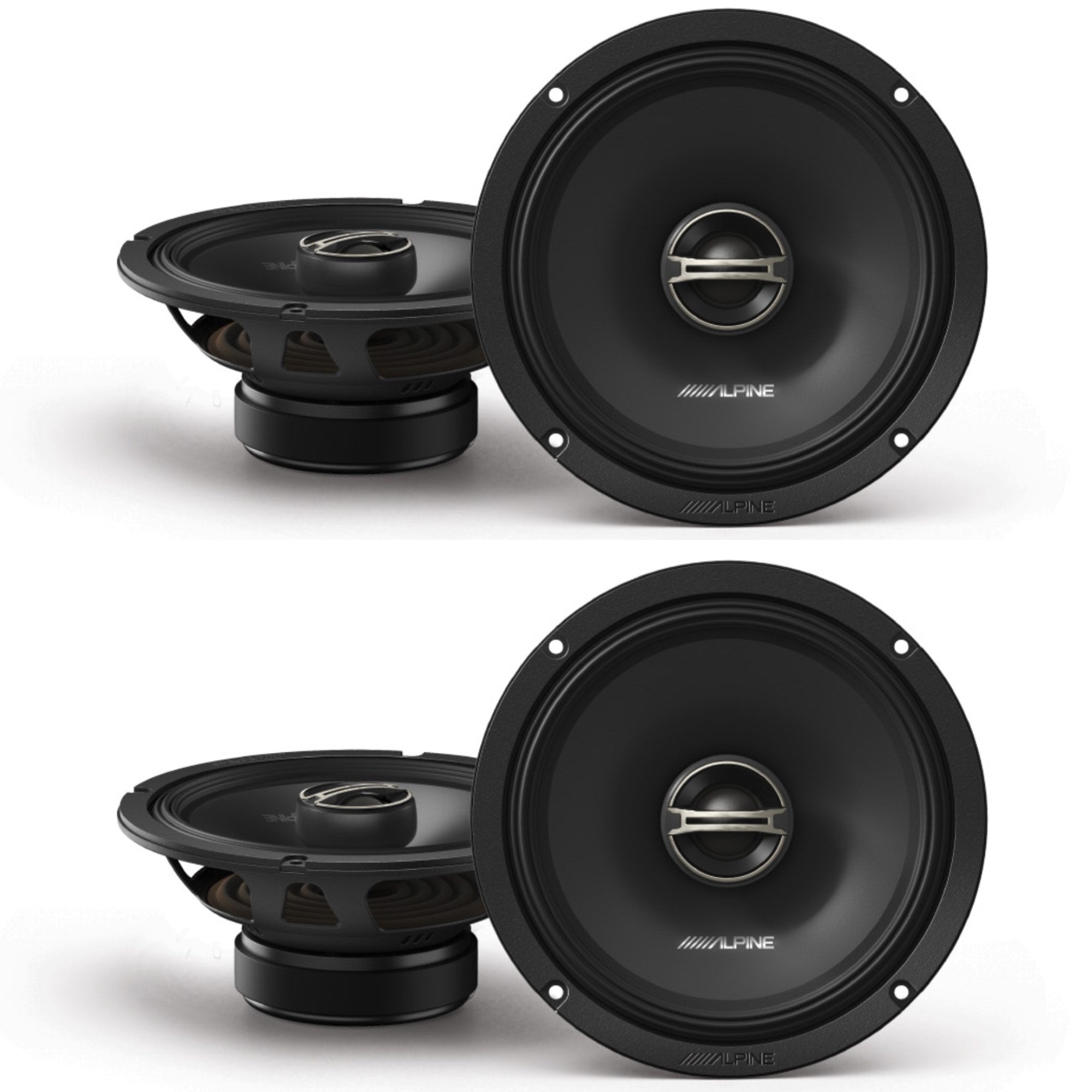 Alpine EL E65 G 6.5 Inch 2-Way Coaxial Car Speakers with Grilles - 4 Pack for Superior Sound Quality | Perfect for Car Audio Upgrades & Truck Stereo Systems