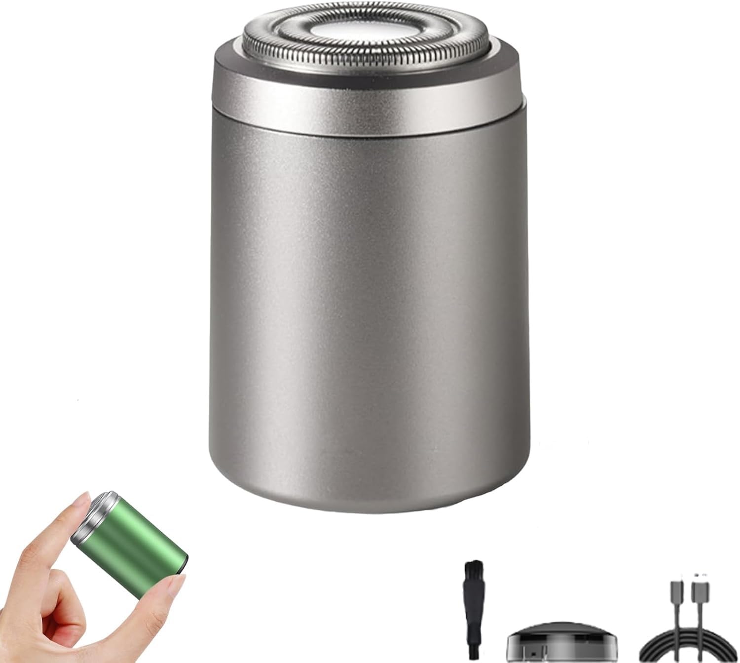 Mini Electric Shaver for Men & Women - Portable USB Rechargeable Waterproof Beard Trimmer & Facial Hair Remover - Compact Travel Shaver for Home, Office & Gym Use (Silver, 1pc)