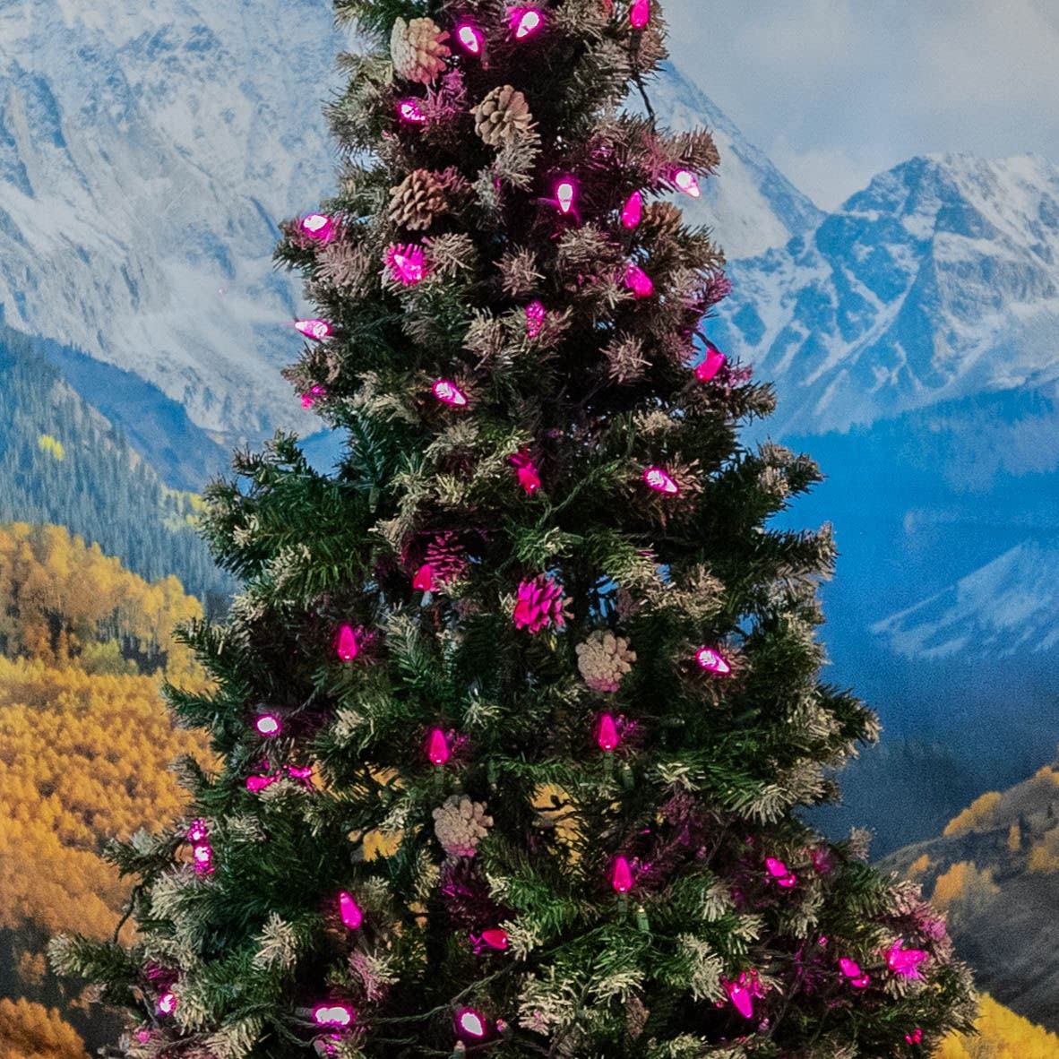 70 LED C6 Christmas String Lights 24FT - Commercial Grade Outdoor Waterproof Pink LED Lights for Christmas Tree, Yard, and Holiday Decorations - Perfect for Home, Garden, and Party Use