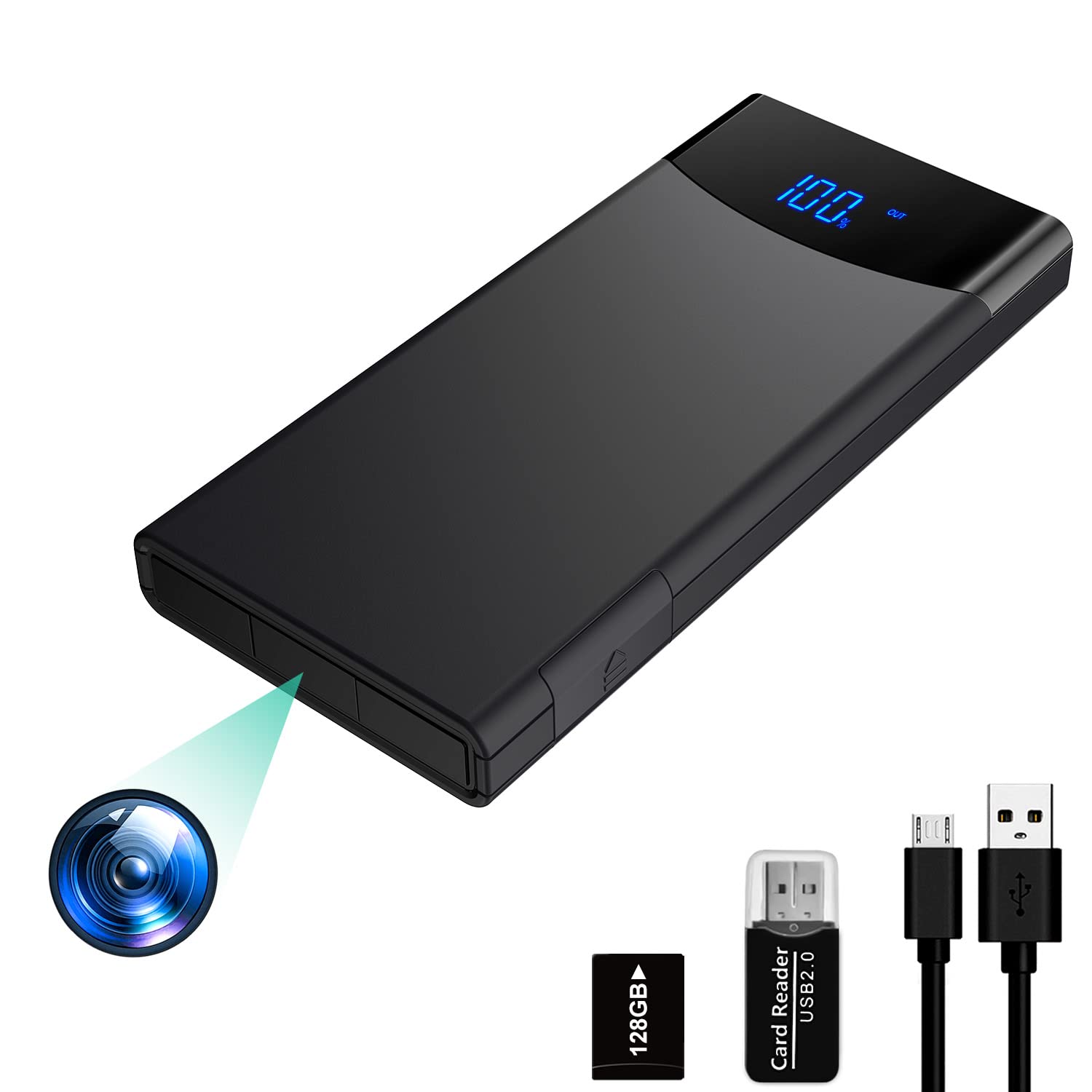 RIKSHIM 128GB Spy Camera Hidden Camera - 1080P UHD Mini Nanny Cam with 10000mAh Battery, Gravity Sensor & Night Vision - Small Hidden Security Camera for Home, Office, Baby Monitoring & Surveillance