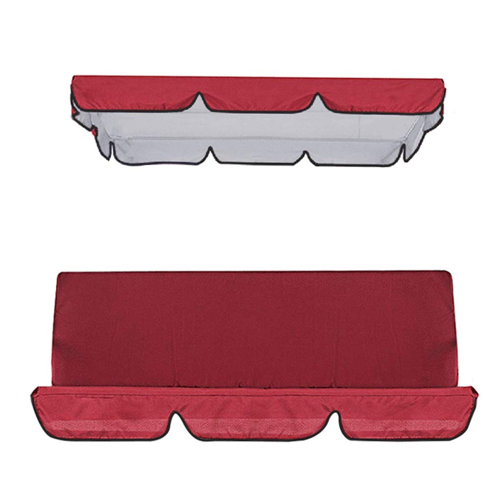 MOMFEI Waterproof Swing Set Canopy Replacement - UV Resistant Patio Swing Cover with Cushion - Outdoor Furniture Protection for Garden, Backyard, Deck (Red, One Size) - Perfect for Sun Shade and Rain Protection