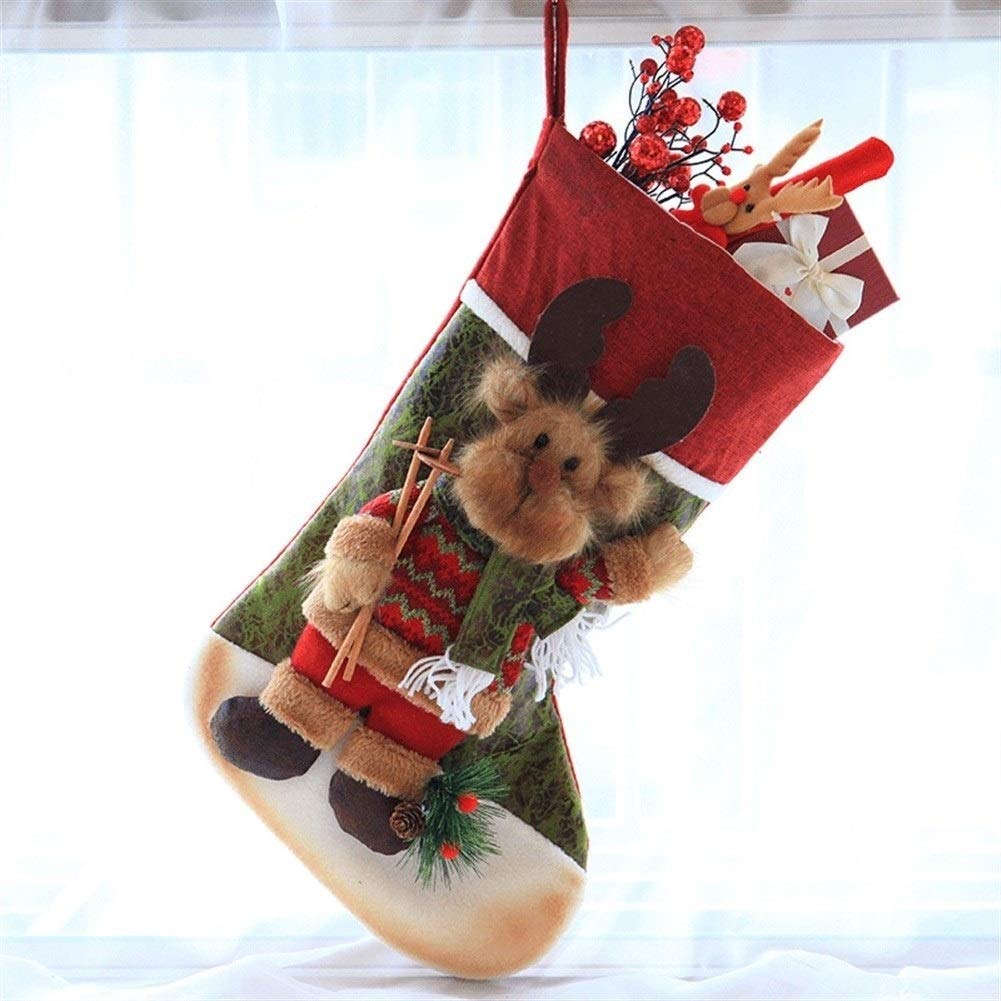 Christmas Stockings Gift Bags - Santa Socks for Holiday Candy & Decorations | Festive Party Favors, Tree Ornaments & Stocking Stuffers (1 Pair, Assorted Colors)