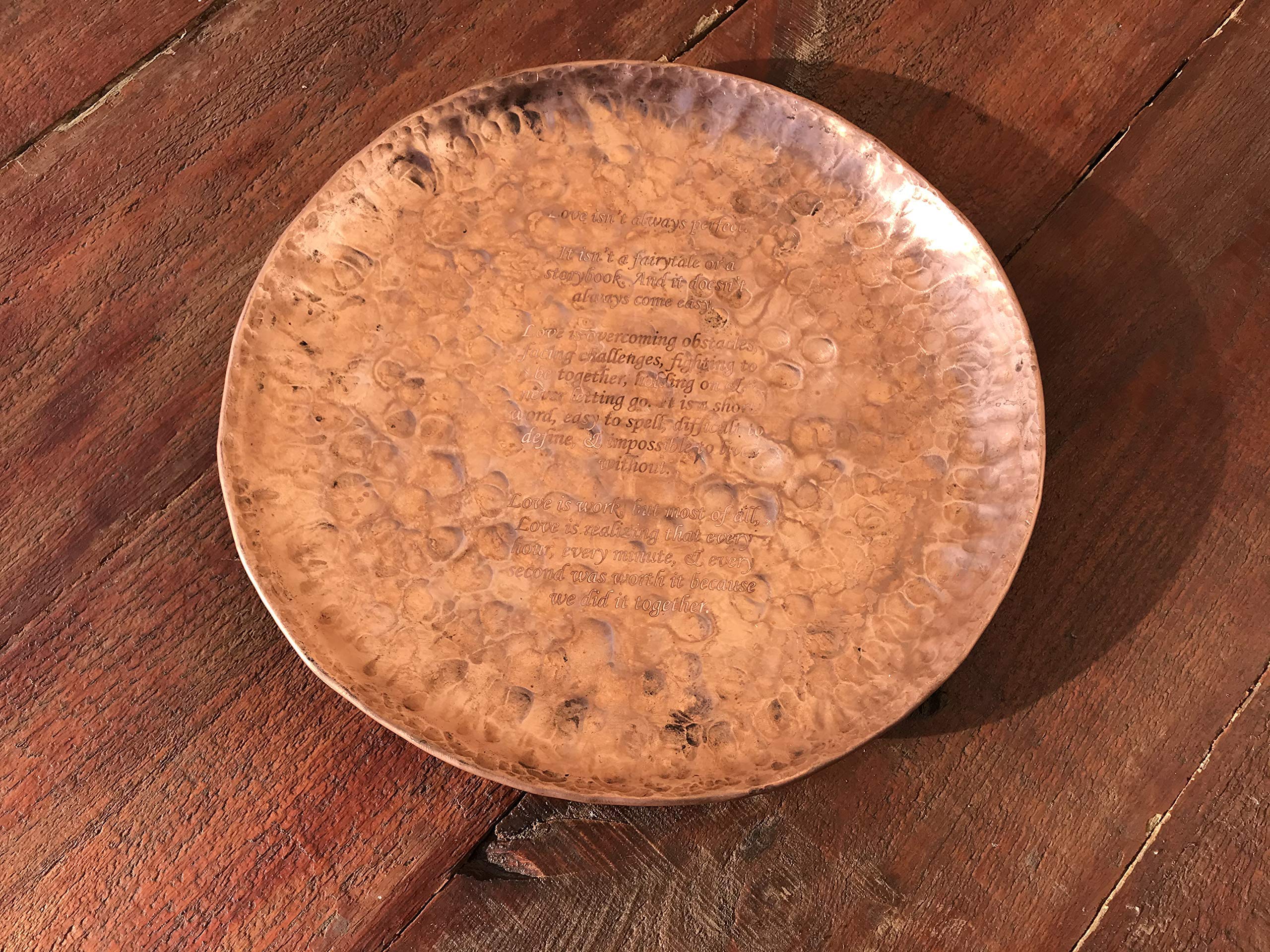 Personalized Engraved Copper Tray - Custom Copper Plate & Bowl Set for Anniversary Gifts, Housewarming, Wedding Present - Elegant Home Decor for Dining Table, Wall Display & Special Occasions