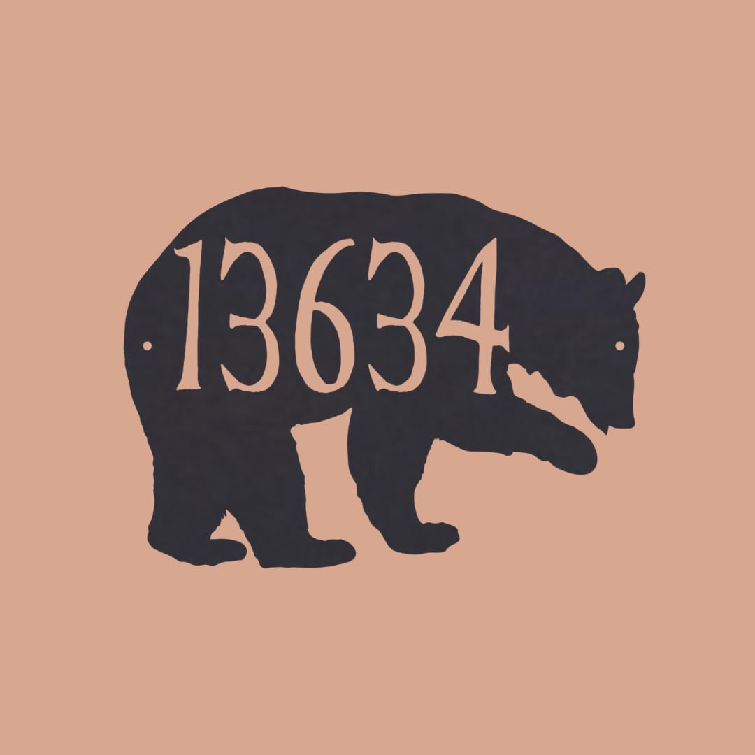 Modern Bear Horizontal House Number Plaque - Durable Outdoor Address Sign for Mailbox, Front Door & Porch Decor (HN1183) - Perfect for Home, Apartment & Business Exteriors