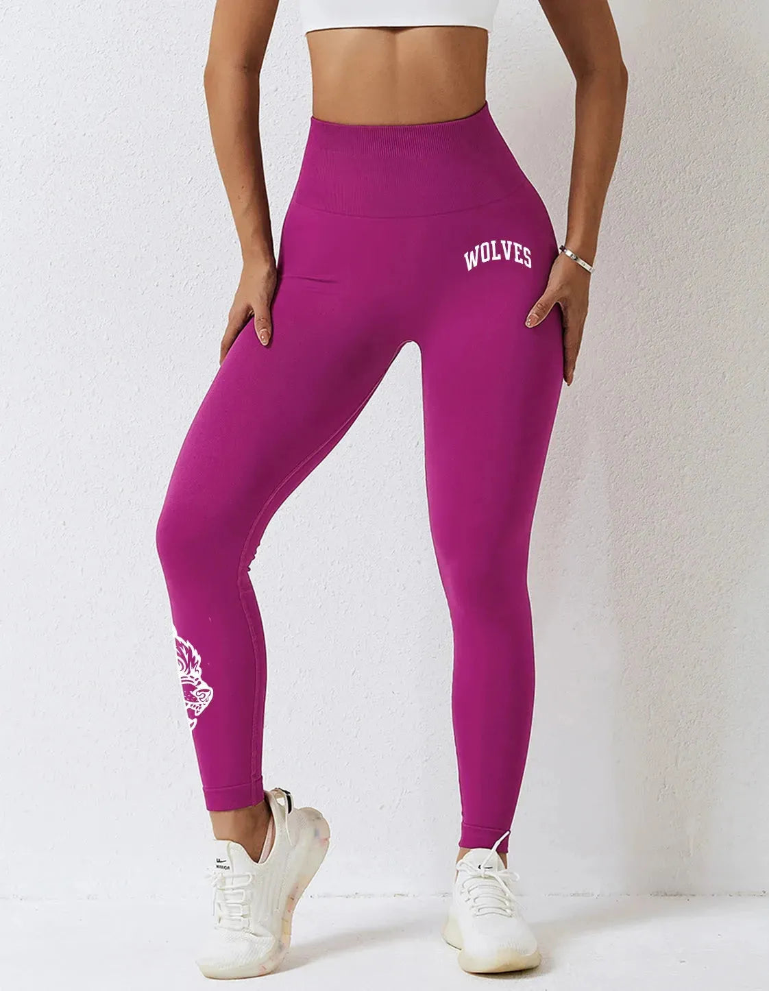Darc Women's Seamless Gym Leggings - High Waist Elastic Workout Tights for Women, Breathable Summer Yoga Pants with Wolf Print Design - Perfect for Fitness, Running & Lounge Wear