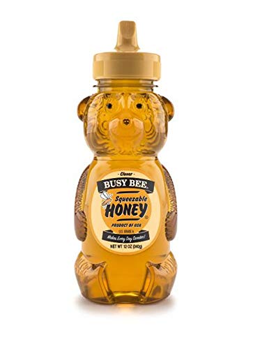 Premium Honey Busy Bee Clover Plastic Handle Jug - 4 Case (12 Pound) - Perfect for Tea, Baking & Natural Sweetener