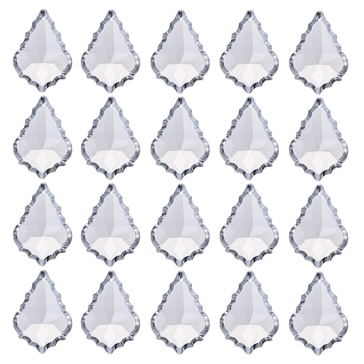 20PCS French Cut Crystal Prisms for Chandelier - 38mm Rainbow Maker Light Catchers | Decorative Hanging Pendants for Window Curtains, Ceiling Lamps & DIY Home Decor