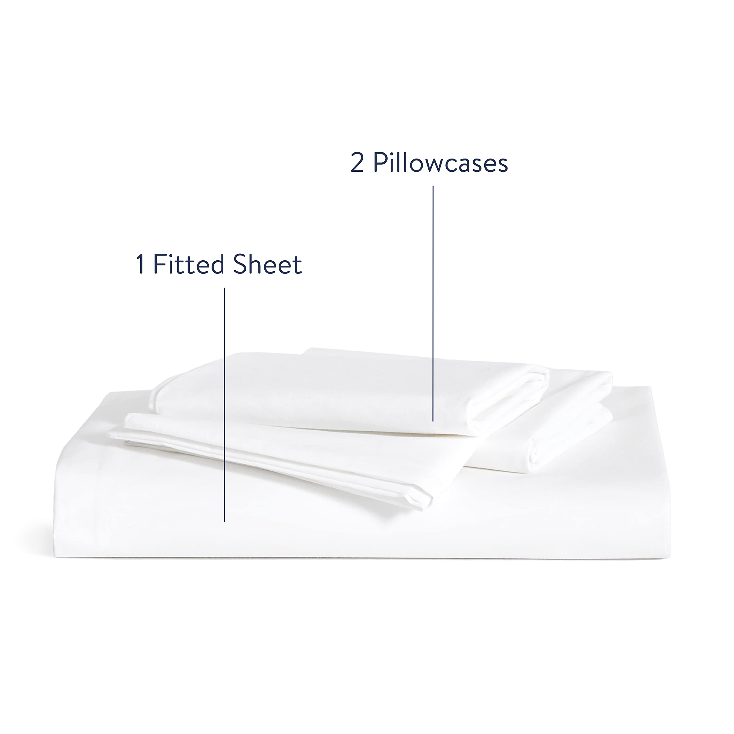 Brooklinen Luxury Sateen 3-Piece Sheet Set - 100% Cotton Queen Size Bed Sheets (No Flat Sheet) - 1 Fitted Sheet & 2 Pillowcases - Ultra Soft & Breathable for Year-Round Comfort - Perfect for Master Bedroom, Guest Room & Hotel Style Bedding