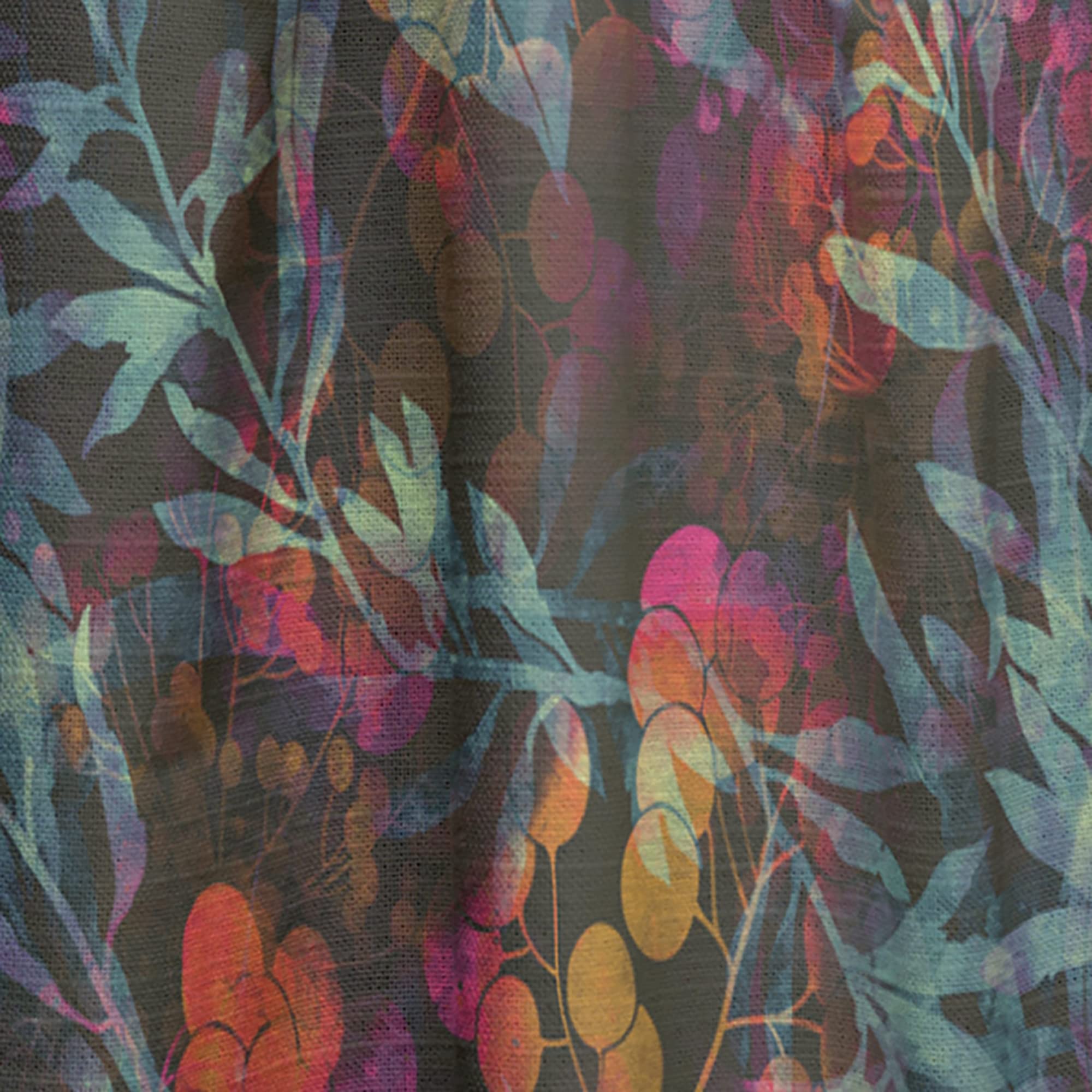DesignQ Thermal Insulated Curtains - Superimposed Herbs Flowers Leaves & Berries Pattern - 52x120 Inch Single Panel for Bedroom & Living Room | Energy Saving, Blackout Drapes for Home Decor