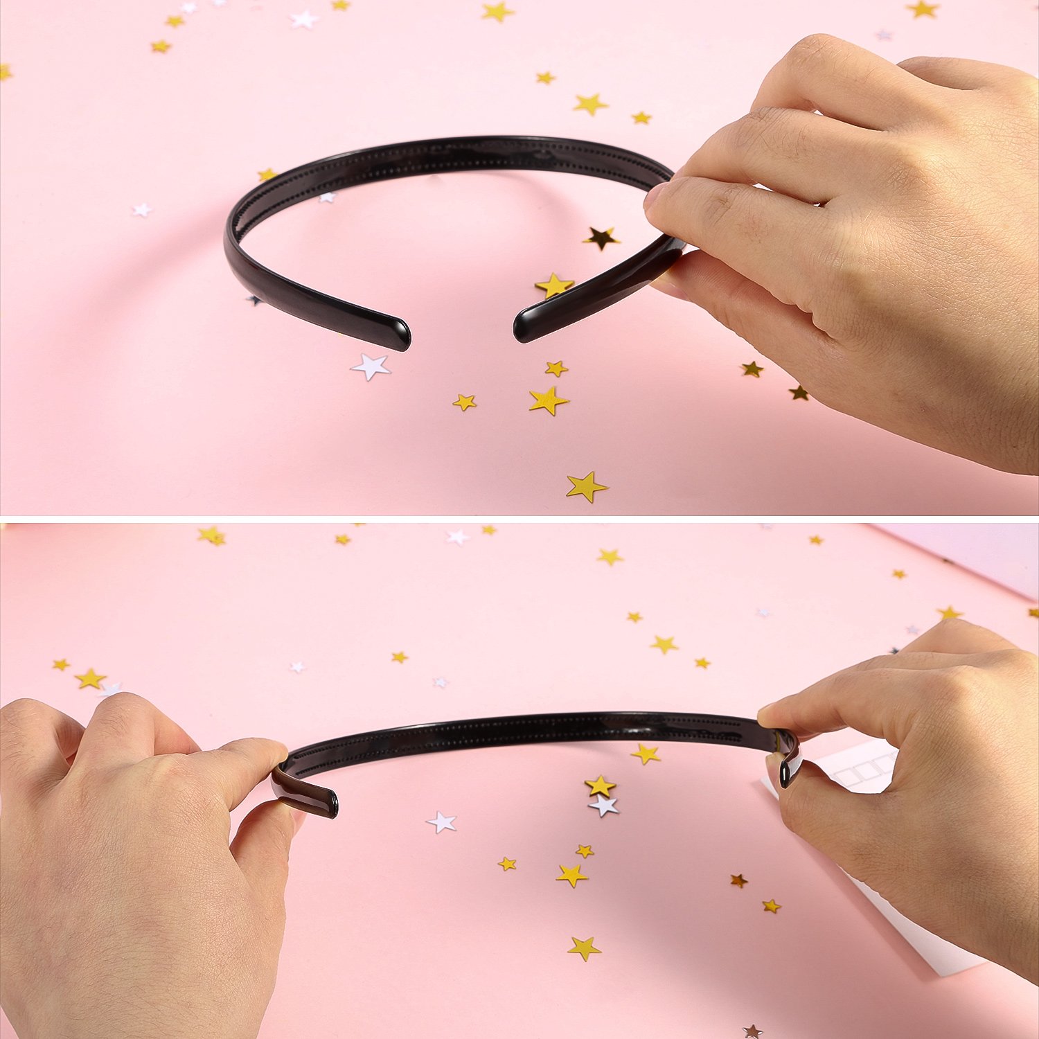 Shappy 40 Pcs Black Plastic Headbands - Thin Skinny Hair Bands for Women, Plain Hair Accessories for DIY Crafts, Plastic Teeth Comb Hairbands - Perfect for Styling, Parties, and Everyday Wear