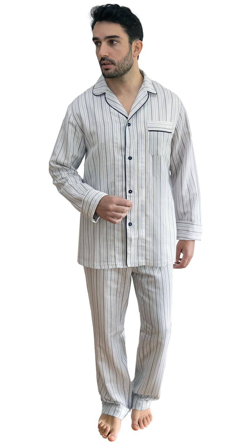 Premium Men's Pajama Set - 100% Cotton Sateen Sleepwear | Vincenzo European Luxury Loungewear for Comfortable Nights & Relaxing at Home