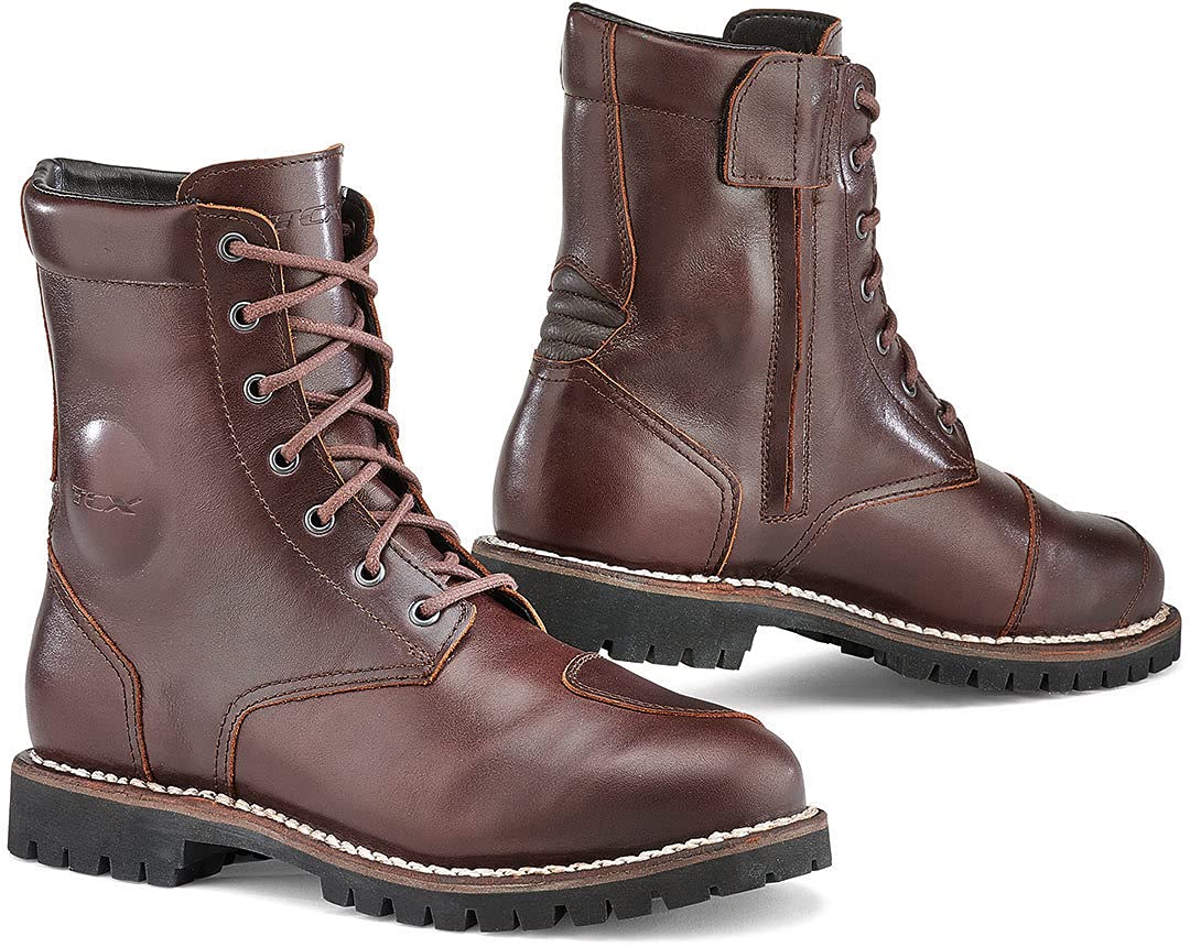 TCX Men's Hero Waterproof Motorcycle Boots - Vintage Brown (Size XX) - Durable Riding Boots for Adventure & Cruiser Bikes