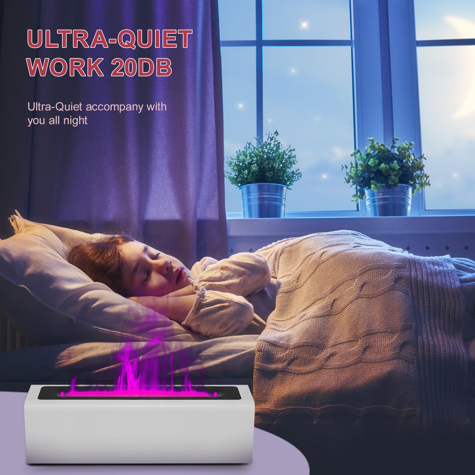 Portable Aromatherapy Essential Oil Diffuser with 7 Color Changing LED Flame Night Light - 2 Lighting Modes & Humidifier for Home, Office, Yoga, Spa, and Bedroom Relaxation