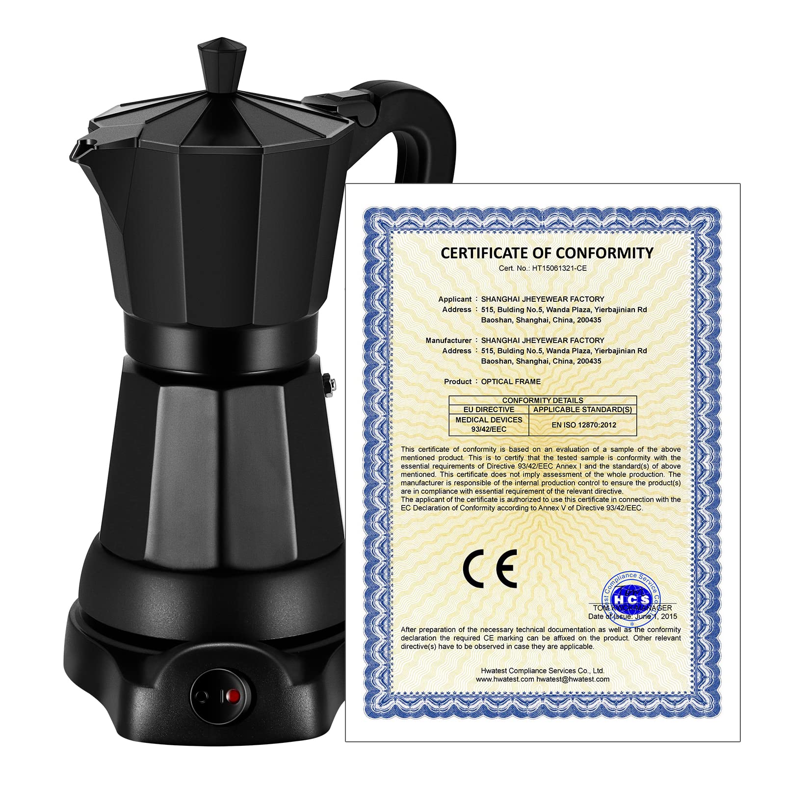 SHANGSKY 6-Cup Electric Coffee Maker - Italian Espresso Mocha Pot, Portable Aluminum Coffee Machine for Home & Office - Perfect for Espresso, Cappuccino, and Latte Making