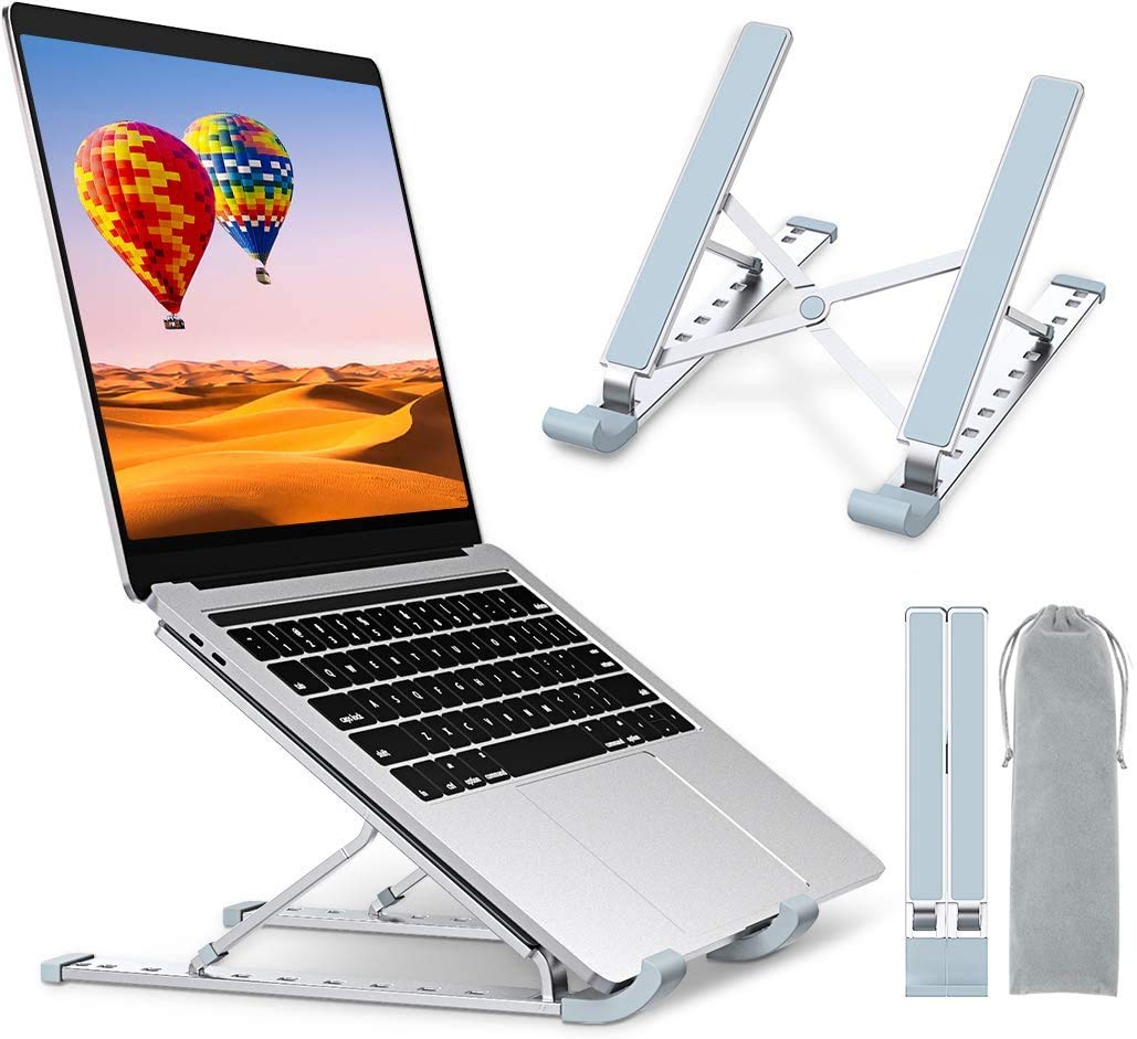 Adjustable Laptop Stand for Desk - Portable & Ergonomic Laptop Riser Holder Compatible with 10-17.3 Inch MacBook, Dell, HP - Black | Perfect for Home Office, Gaming & Workspace Setup