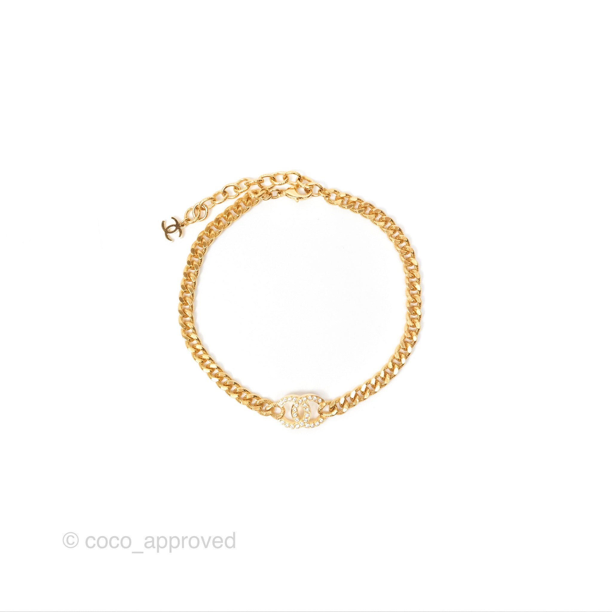 Chanel CC Crystal Necklace Choker in Gold Tone - Elegant Layered Statement Piece for Women | Perfect for Evening Parties, Date Nights & Special Occasions