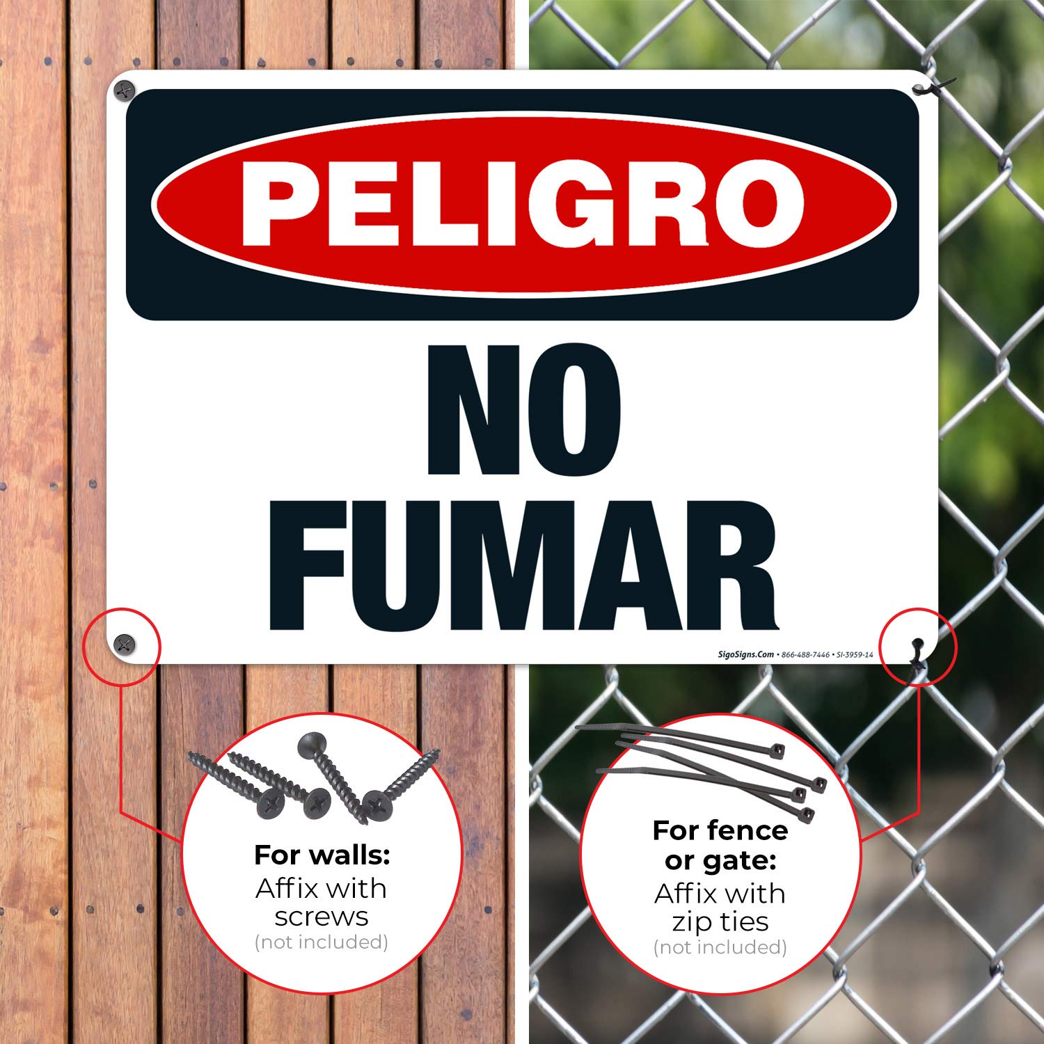 Danger No Smoking Sign - OSHA Approved 10x14 Inches, Rust-Free .040 Aluminum, Fade-Resistant for Indoor & Outdoor Use - Made in USA | Perfect for Construction Sites, Warehouses & Public Spaces