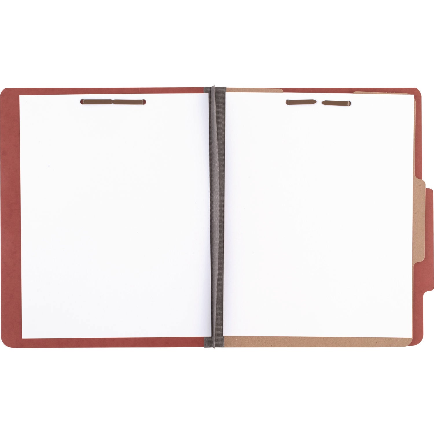 ACCO Pressboard Classification Folders - 2 Expansion Pockets, 1 Divider, 4 Fasteners, Letter Size (8.5x11 Inches), Earth Red Exterior - 10 Pack/Box - Perfect for Office Document Organization & School Filing Systems