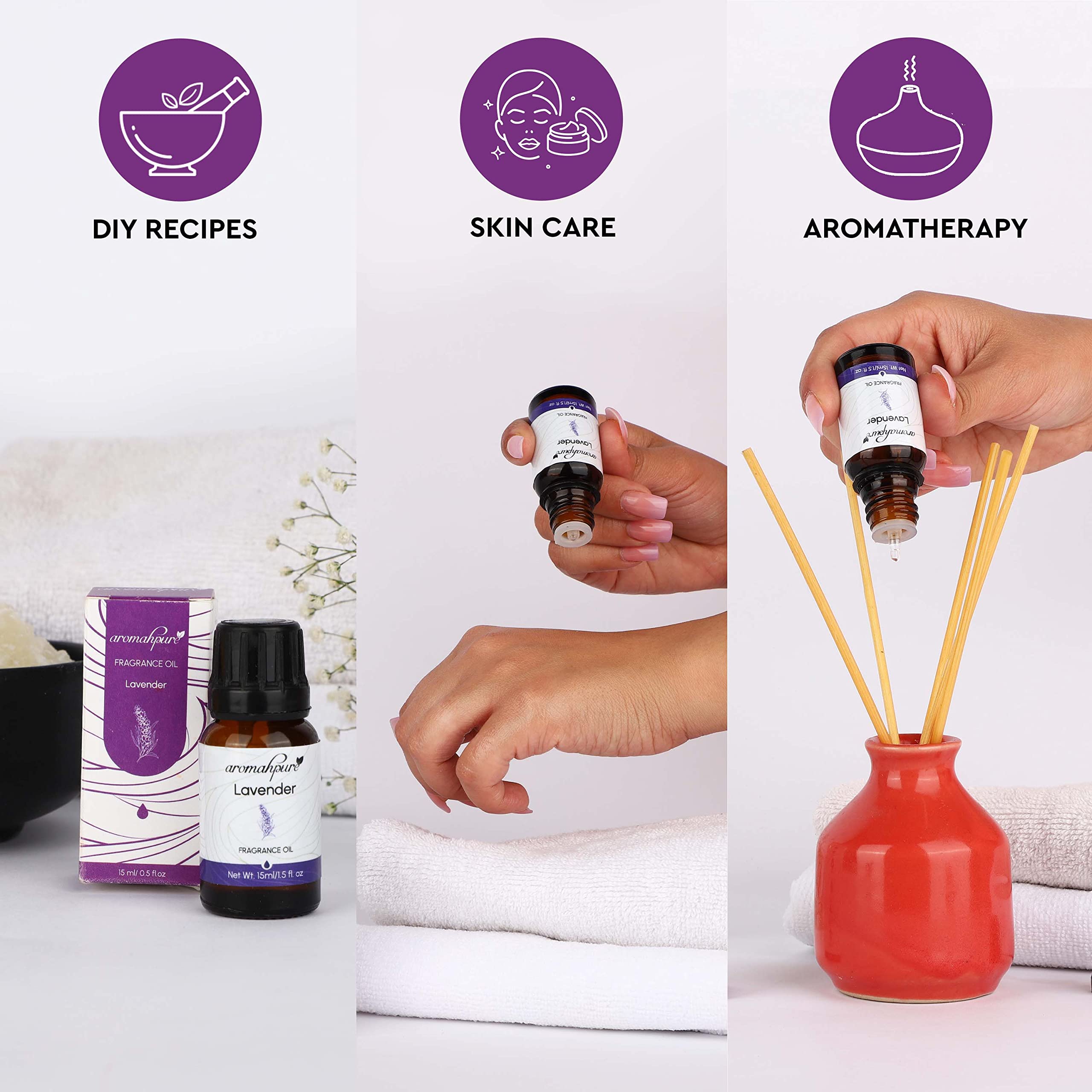 Aromahpure Essential Oil Set - 2 Pack (30ml Each) | Lavender & Sandalwood Fragrance Oil for Home, Diffusers, Candles | Aromatherapy Oil for Relaxation, Meditation & Focus | Perfect for Spa, Yoga & Bedroom Use