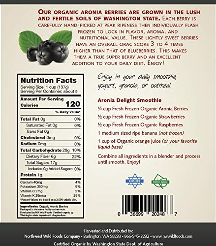 Organic Aronia Berries - Fresh Frozen Antioxidant Superfruit for Smoothies, Pies, Jams & Syrups | 9lb Bulk Pack | Northwest Wild Foods | Perfect for Healthy Snacks, Baking & Immune Support