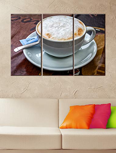 3-Piece Coffee Wall Art - Cappuccino Canvas Painting for Café Decor (22x33 in)