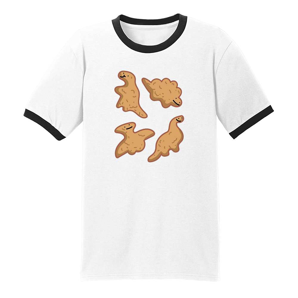 Pop Threads Kawaii Dino Nuggets Graphic T-Shirt for Men - Funny Cute Dinosaur Chicken Nugget Tee - Perfect for Casual Wear, Gifts & Anime Lovers